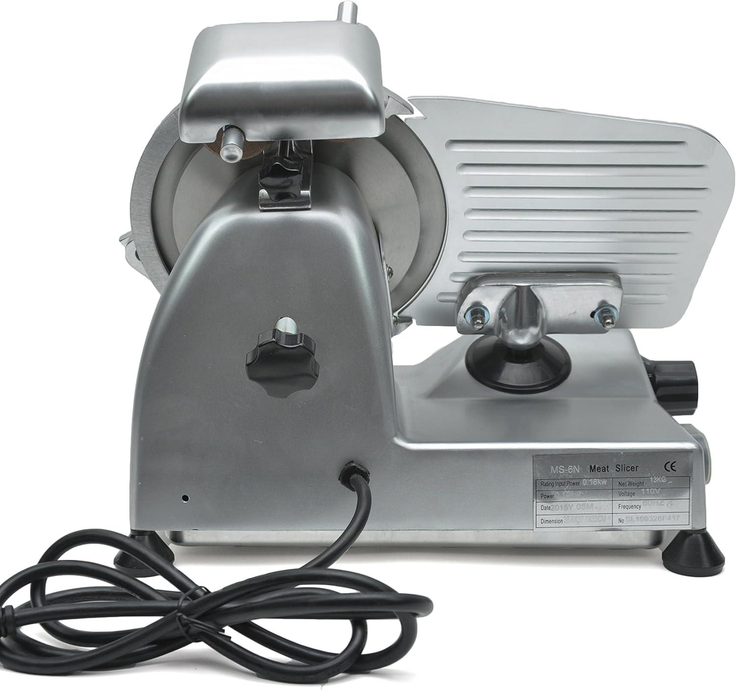 KWS KitchenWare Station KWS 200W Electric Meat Slicer 7.67 Stainless Steel Blade, Frozen Meat/ Deli Meat Slicer Low Noises