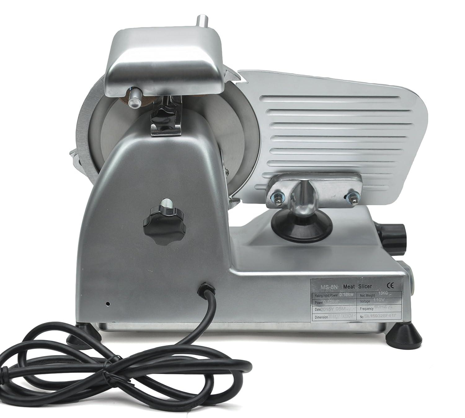 KWS KitchenWare Station KWS 200W Electric Meat Slicer 7.67 Stainless Steel Blade, Frozen Meat/ Deli Meat Slicer Low Noises
