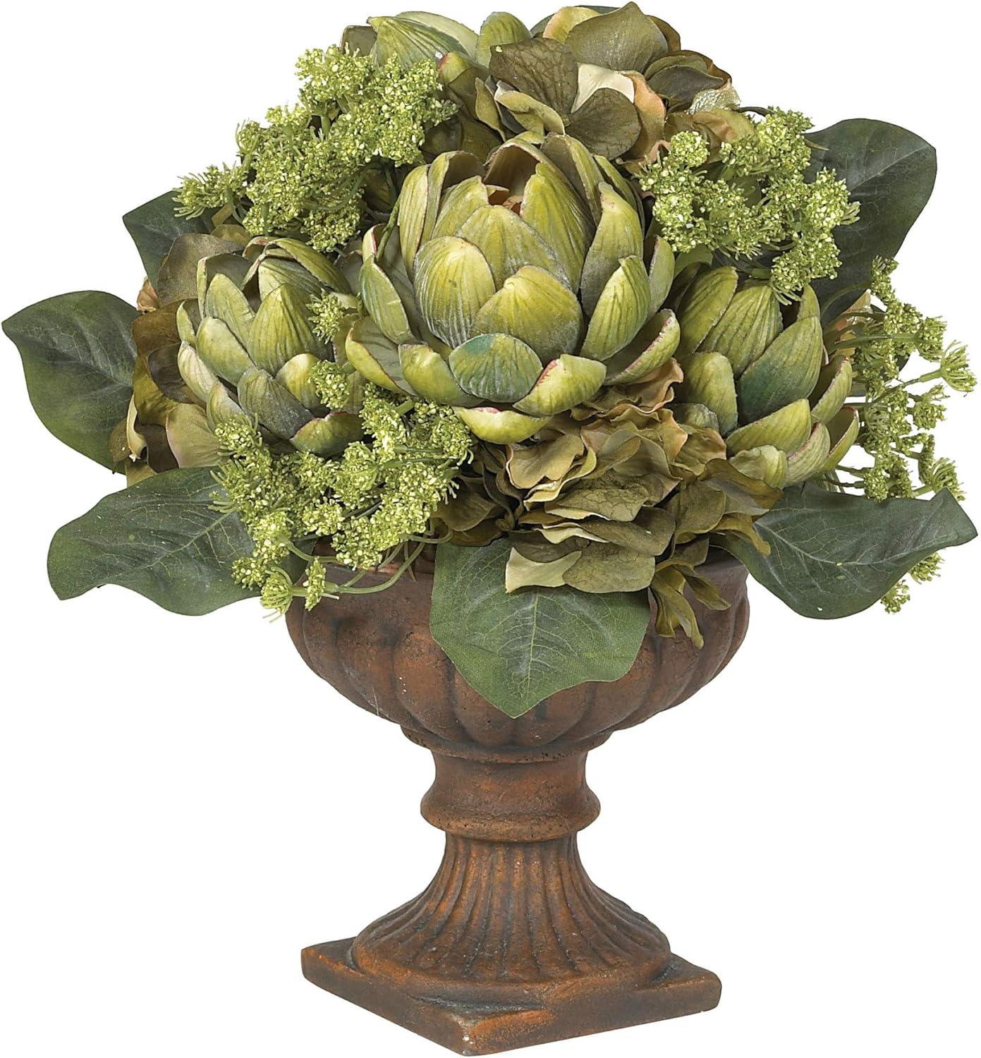 Rustic Green and Brown Silk Artichoke Centerpiece Arrangement