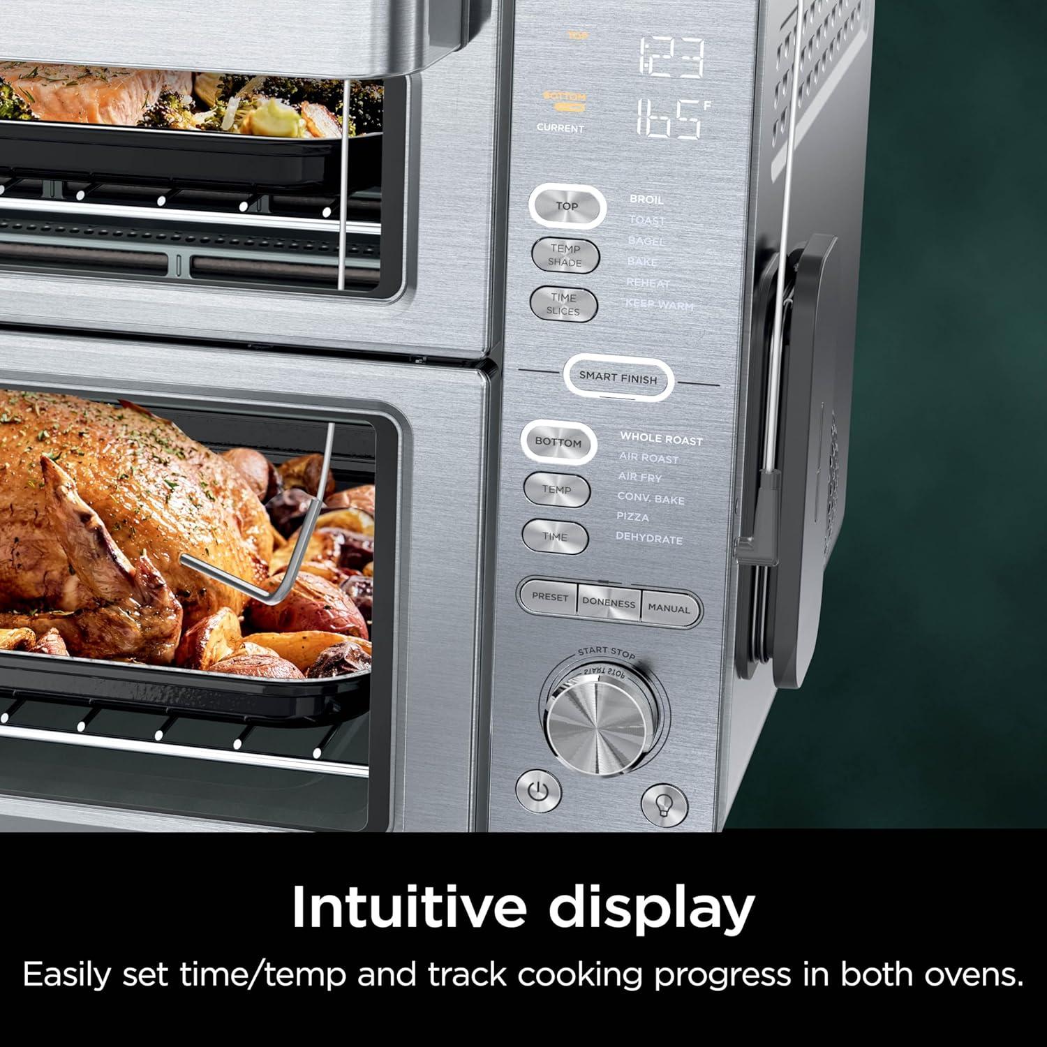 Stainless Steel Dual Basket Electric Countertop Oven and Air Fryer