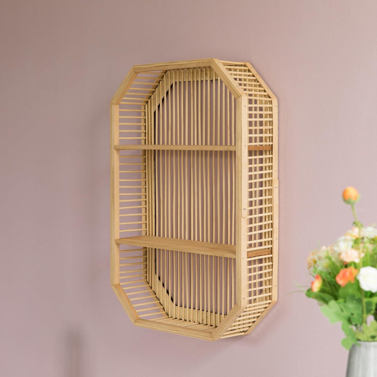 Decorative Rectangle Display Shelf With 2 Shelves for The Dining Room, Living Room, or Office.