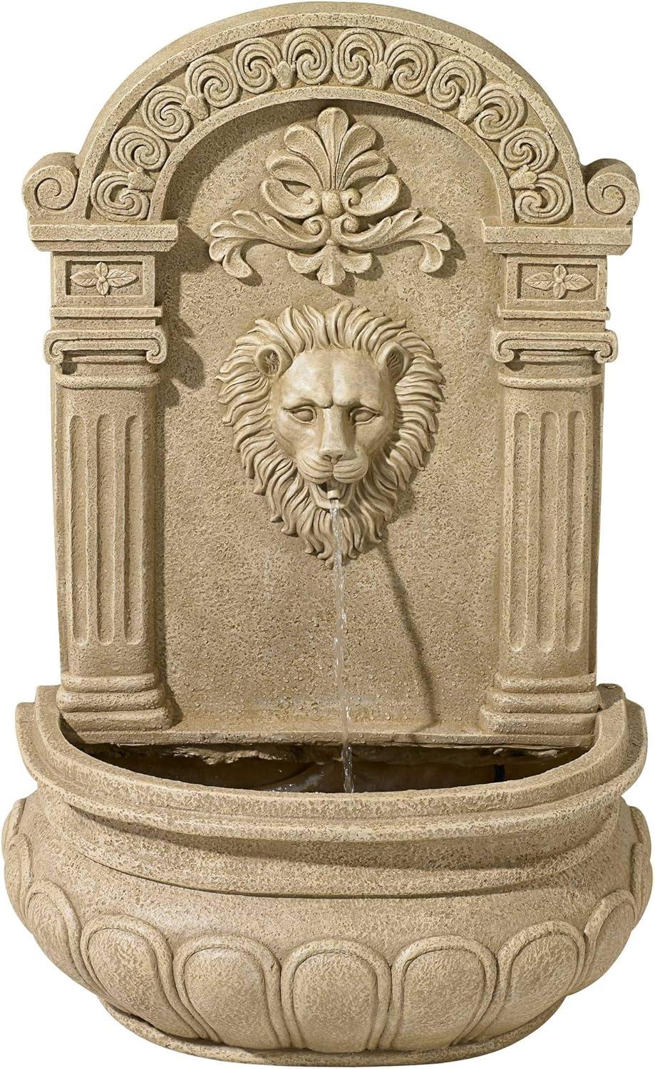 John Timberland Lion Face Rustic Outdoor Wall Water Fountain 31" Regal for Yard Garden Patio Home Deck Porch House Exterior Balcony Roof Relaxation