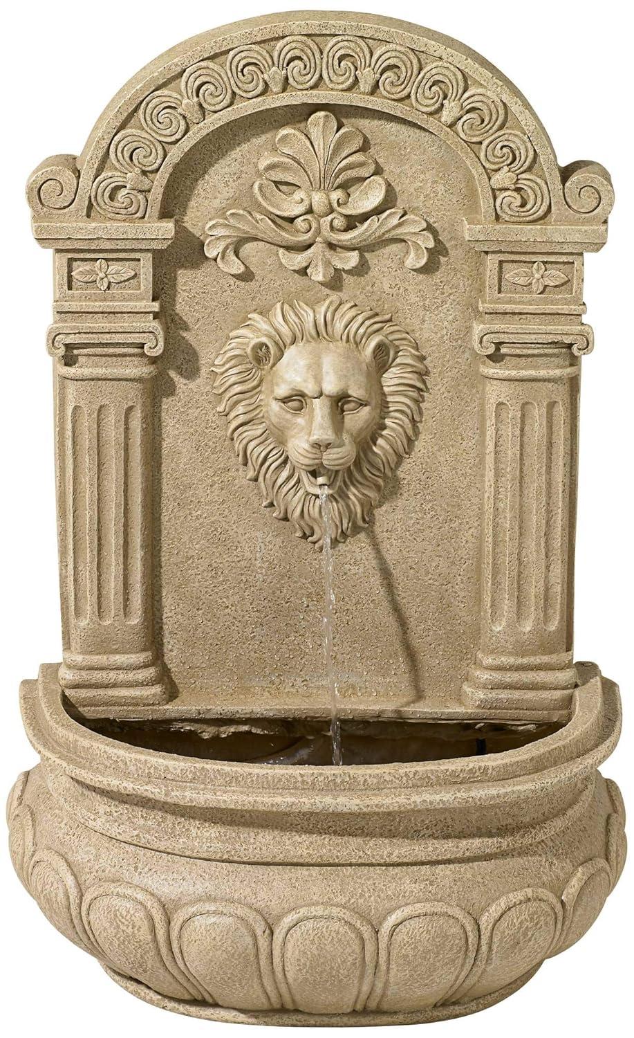 John Timberland Lion Face Rustic Outdoor Wall Water Fountain 31" Regal for Yard Garden Patio Home Deck Porch House Exterior Balcony Roof Relaxation