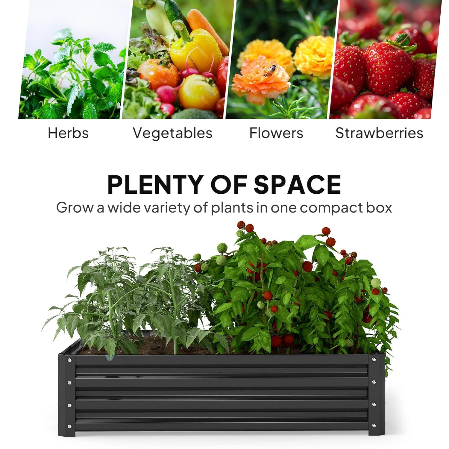 Outsunny 4' x 4' x 1' Galvanized Raised Garden Bed, Planter Raised Bed with Steel Frame for Vegetables, Flowers, Plants and Herbs, Gray