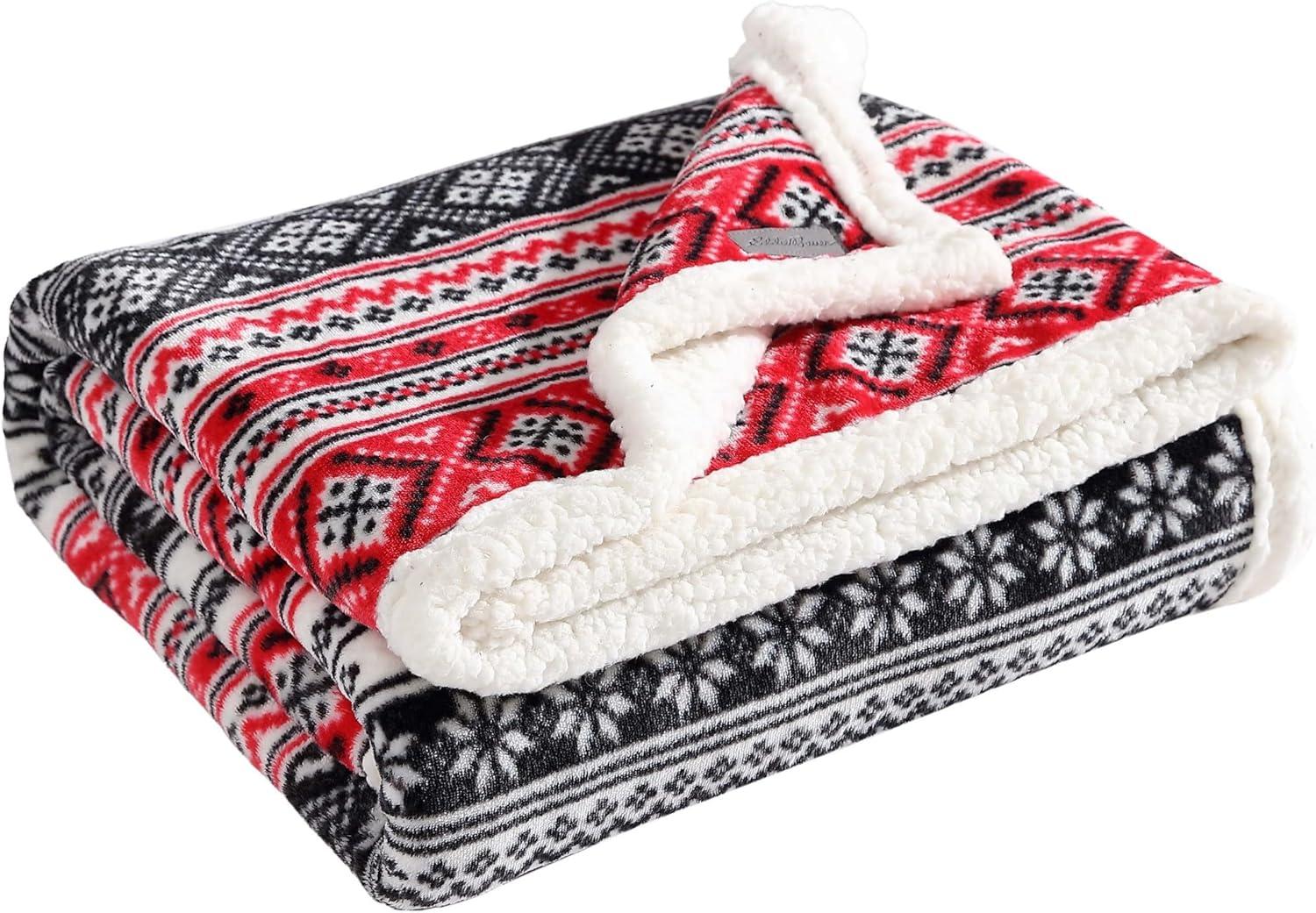 Eddie Bauer Printed Plush Fleece/Sherpa Throw Blankets