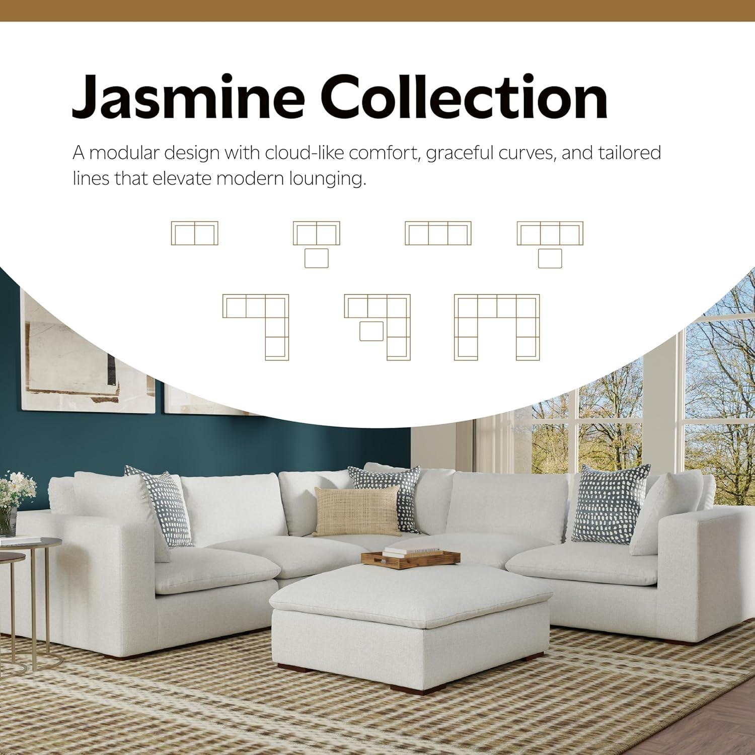 AllModern Maud Modular Sofa and Ottoman Set 125-inch-wide L-Shaped Sofa and Matching 36-inch-wide Table Ottoman for Living Room