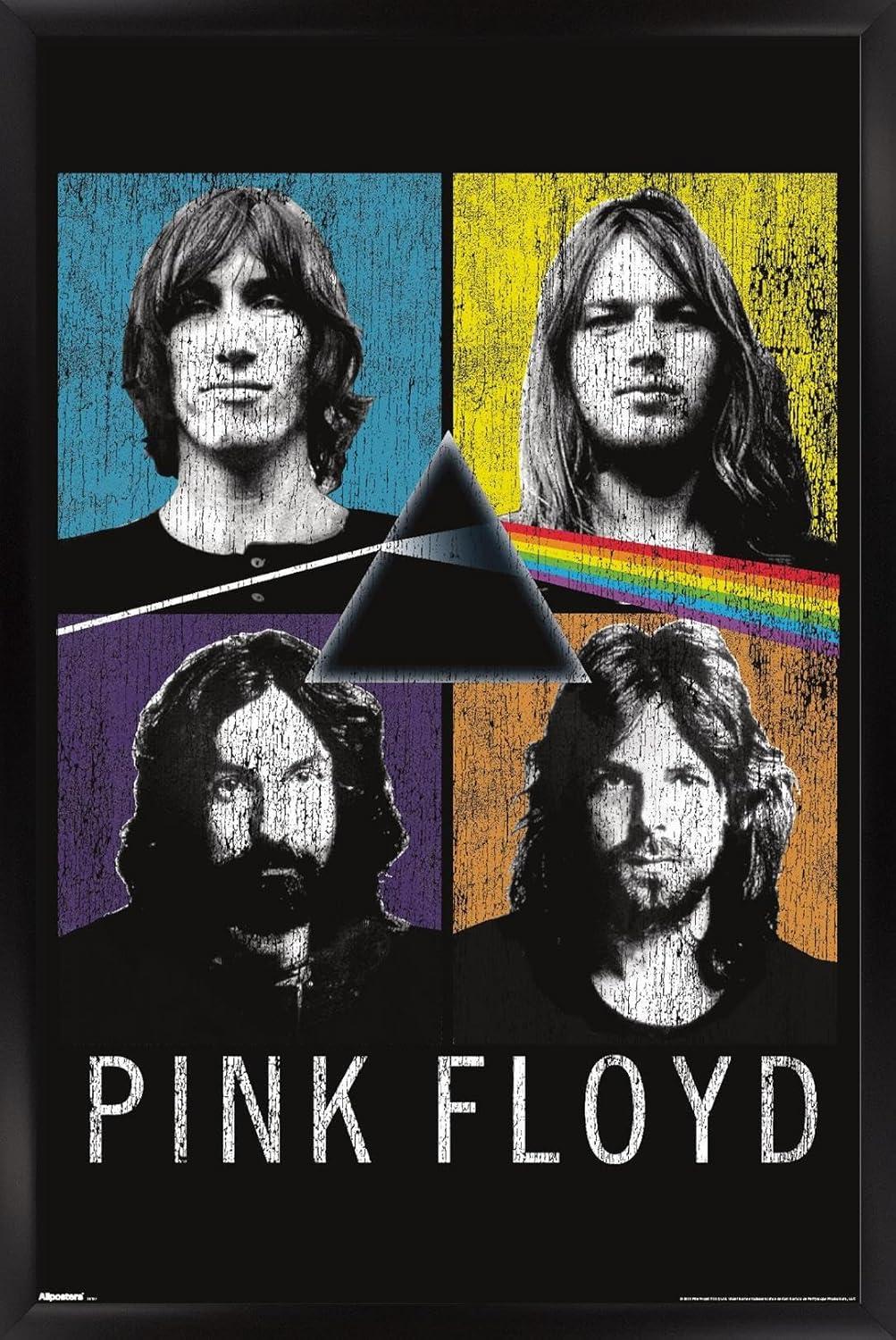 Trends International Pink Floyd - The Dark Side Of The Moon Quad Framed Wall Poster Prints Black Framed Version 14.725" x 22.375"