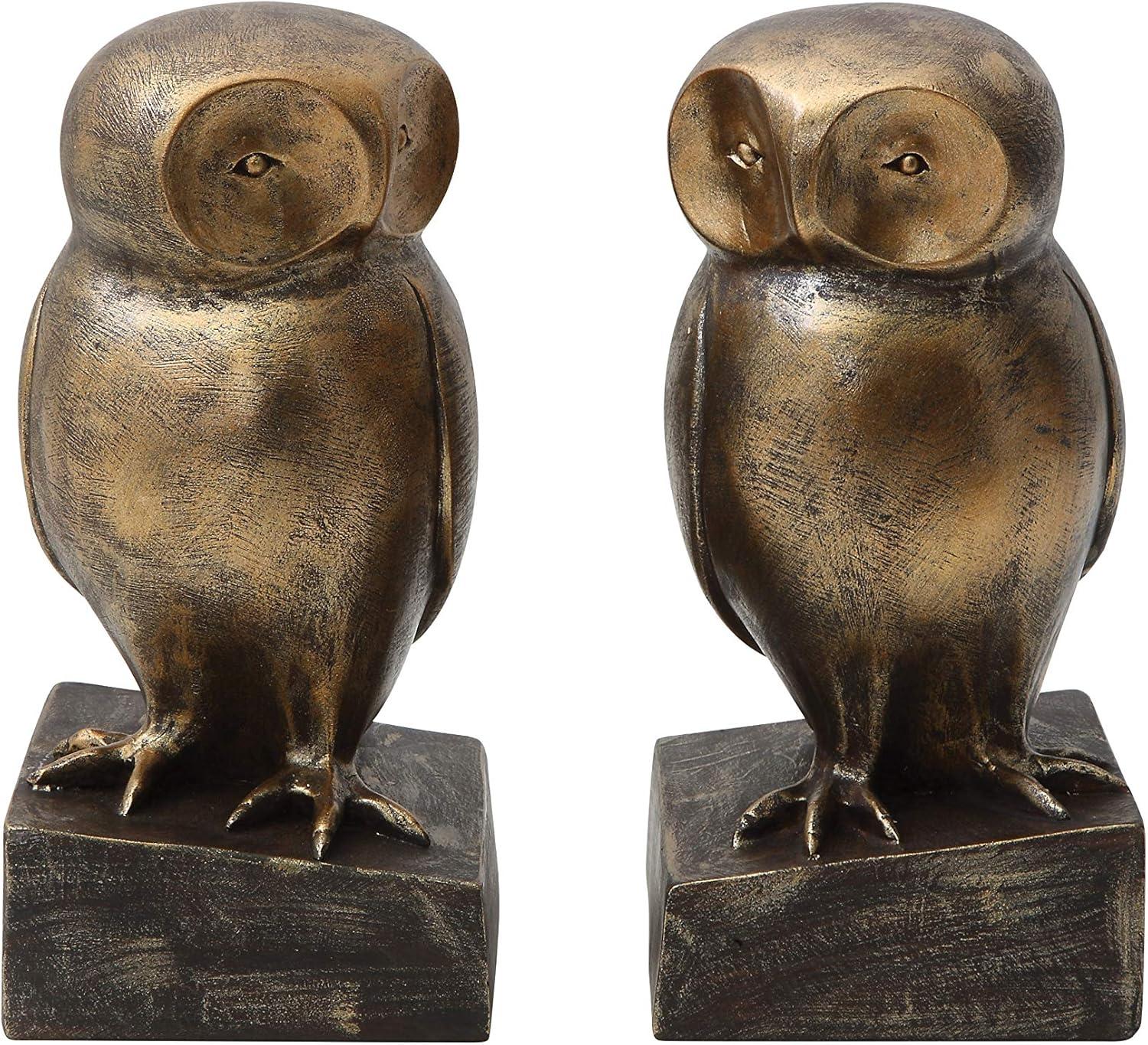 Bronze Resin Owl Bookends Set of 2