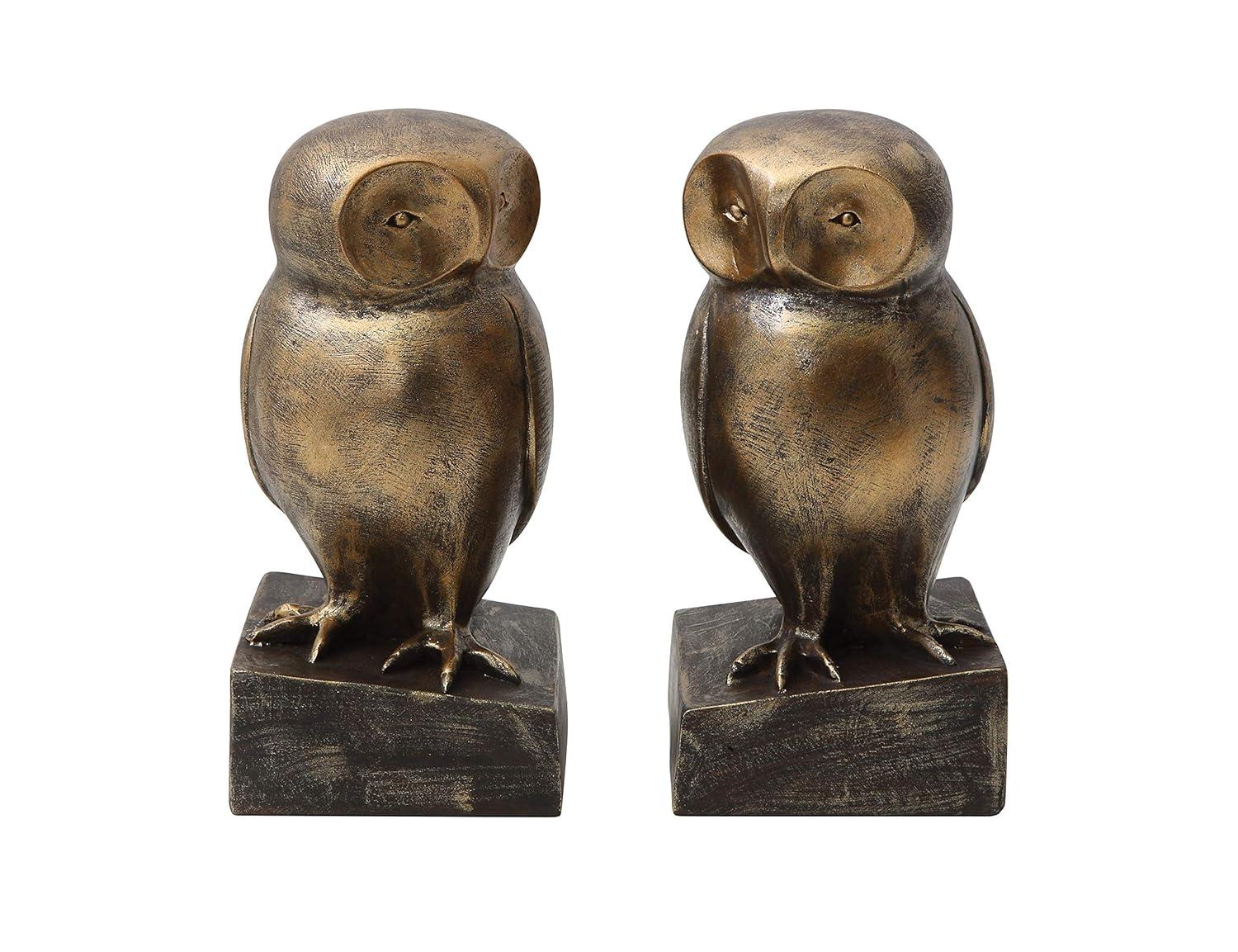 Bloomingville 2 Piece Resin Owl Bookends with Bronze Finish 02-Decorative Accents