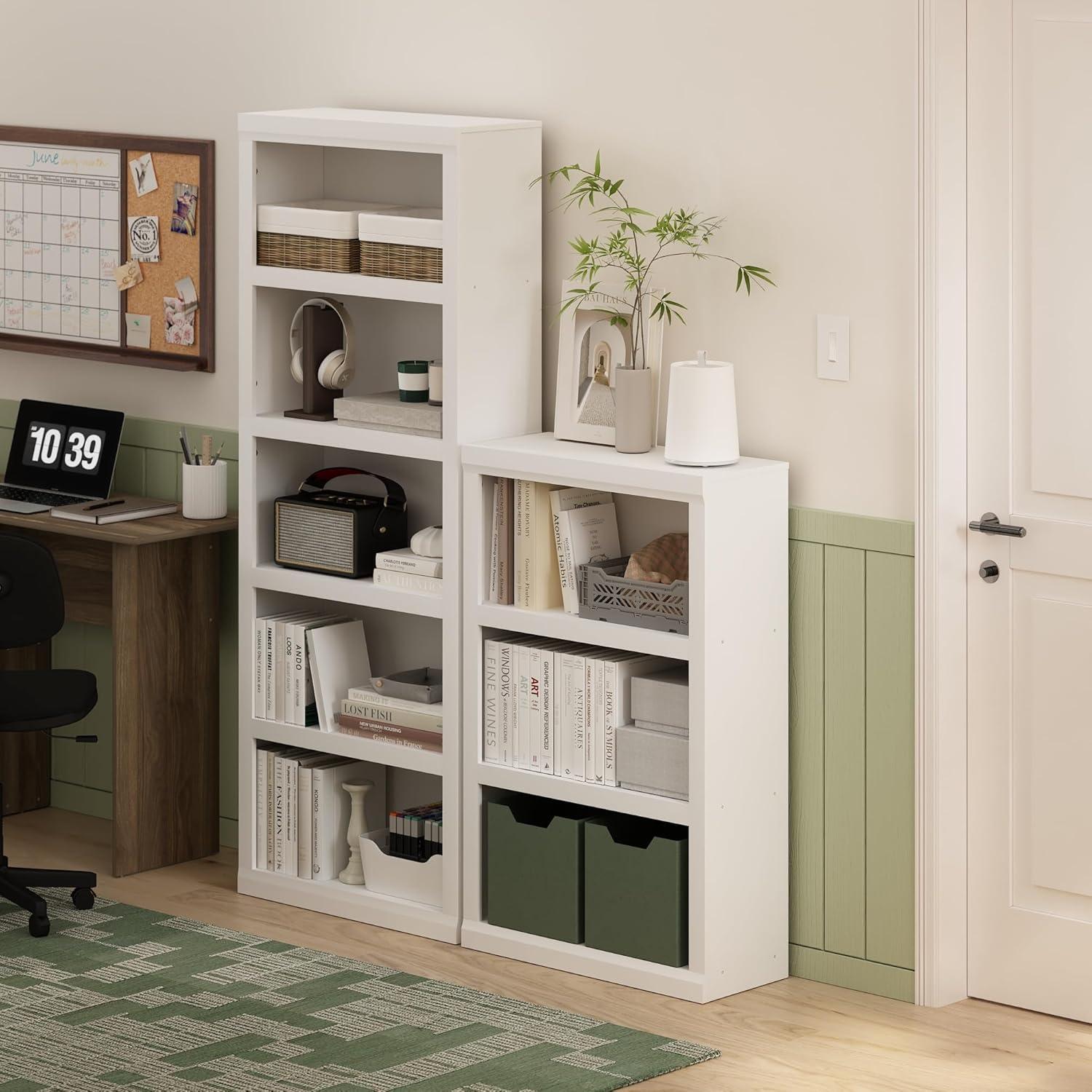 Furinno Rail 3-Tier Open Shelf Bookcase, White
