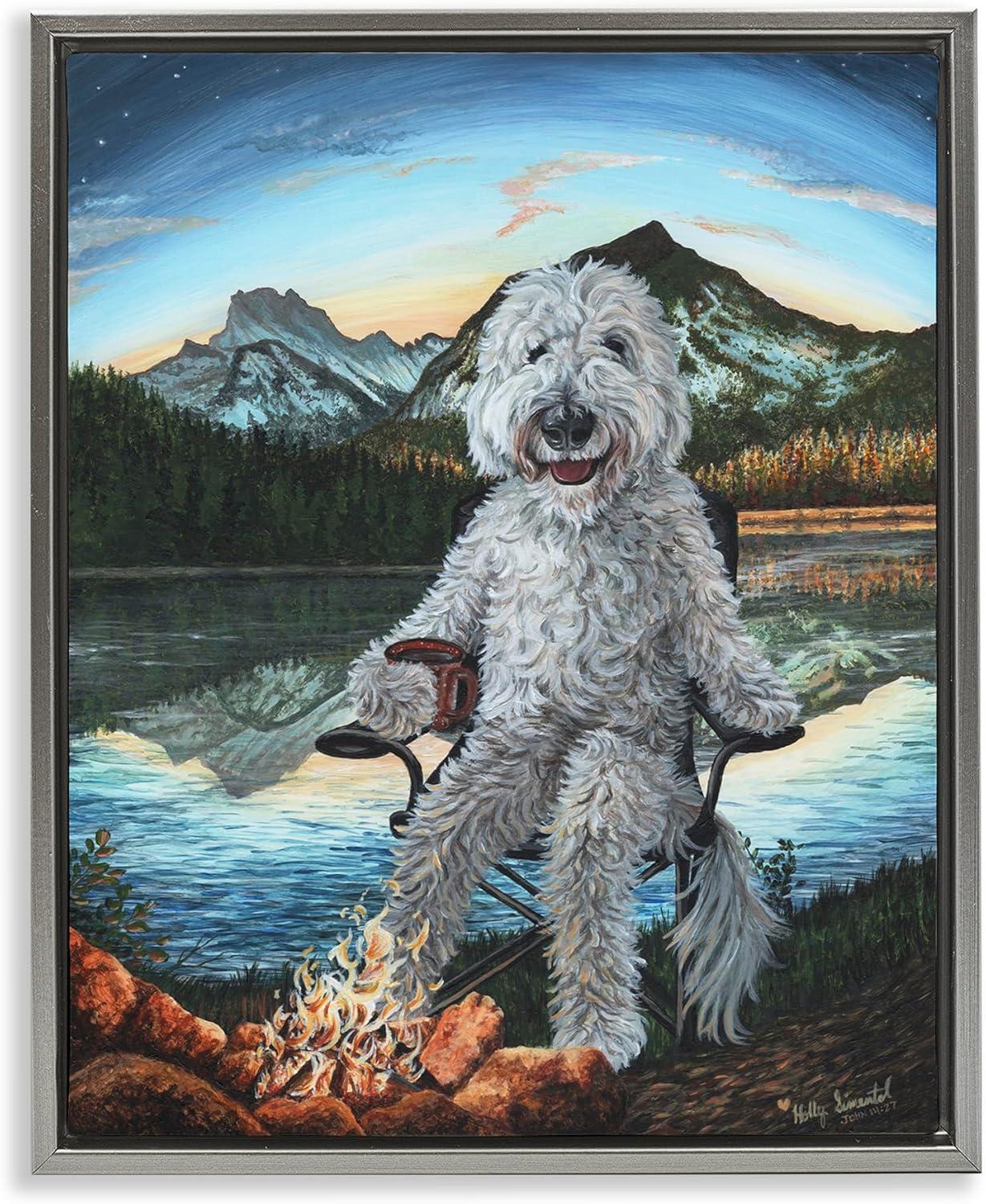 Stupell Industries Dog by Campfire LandscapeFloater Canvas Wall Art