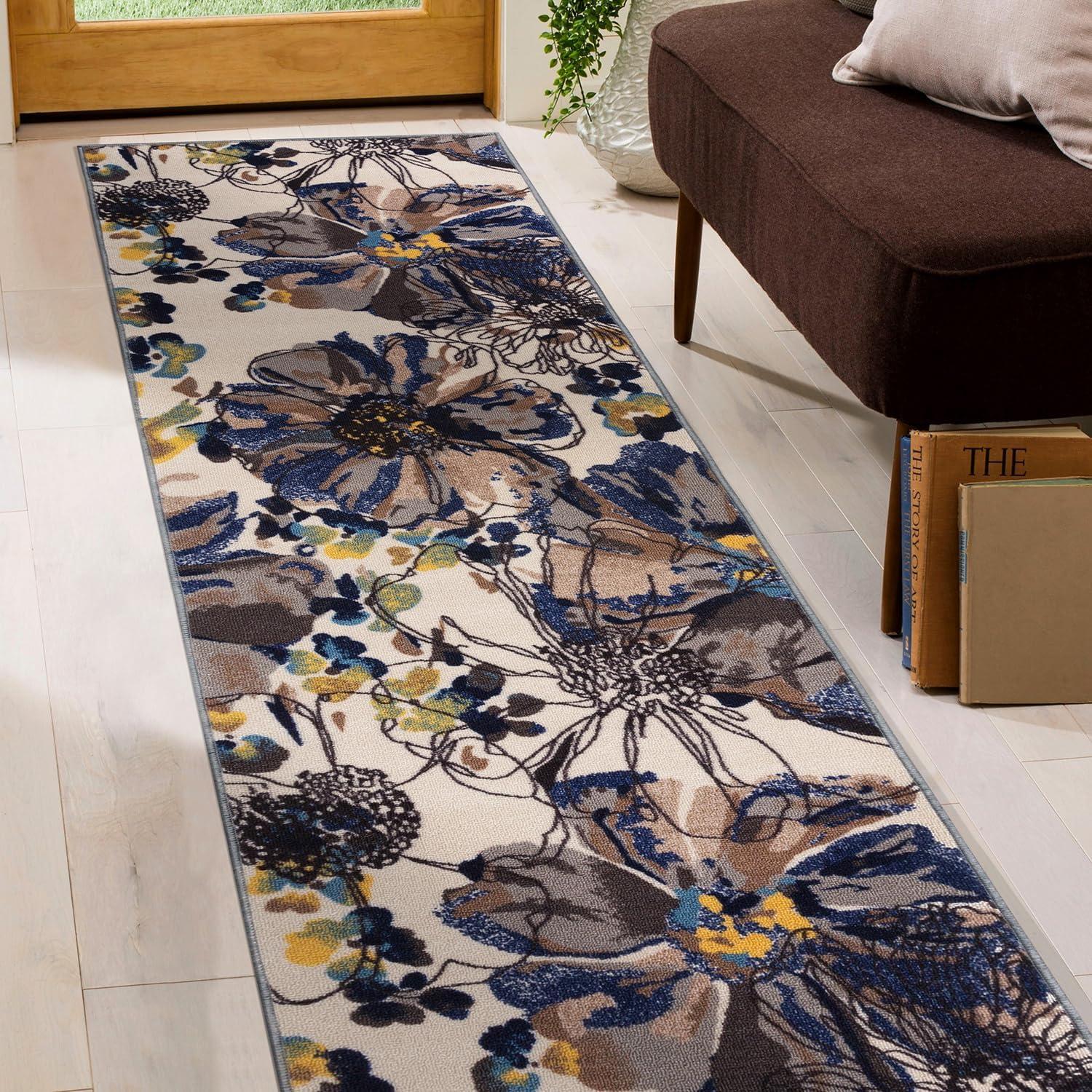 World Rug Gallery Modern Bright Flowers Non-Slip Area Rug