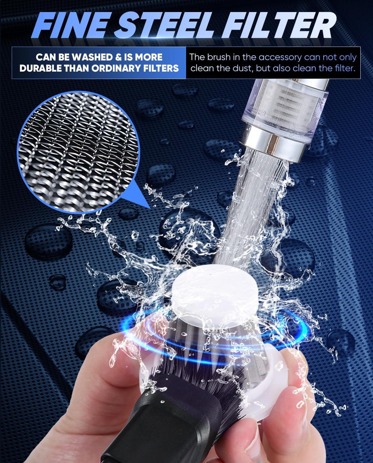 Saker Car Vacuum Portable Cordless 3 in 1 Handheld Car Vacuum 15000PA High Power with Brushless Motor and TypeC for Cars,Office,Home Cleaning HL107B