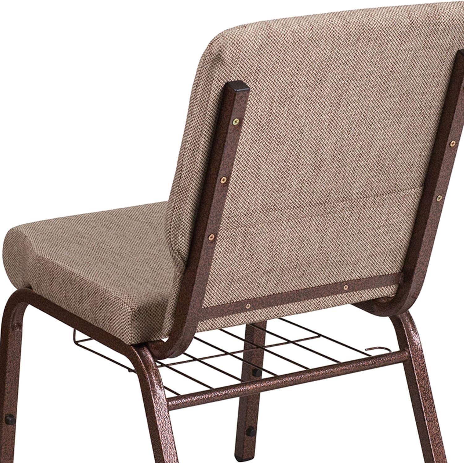 Beige Fabric Waterfall Seat Side Chair with Copper Steel Frame