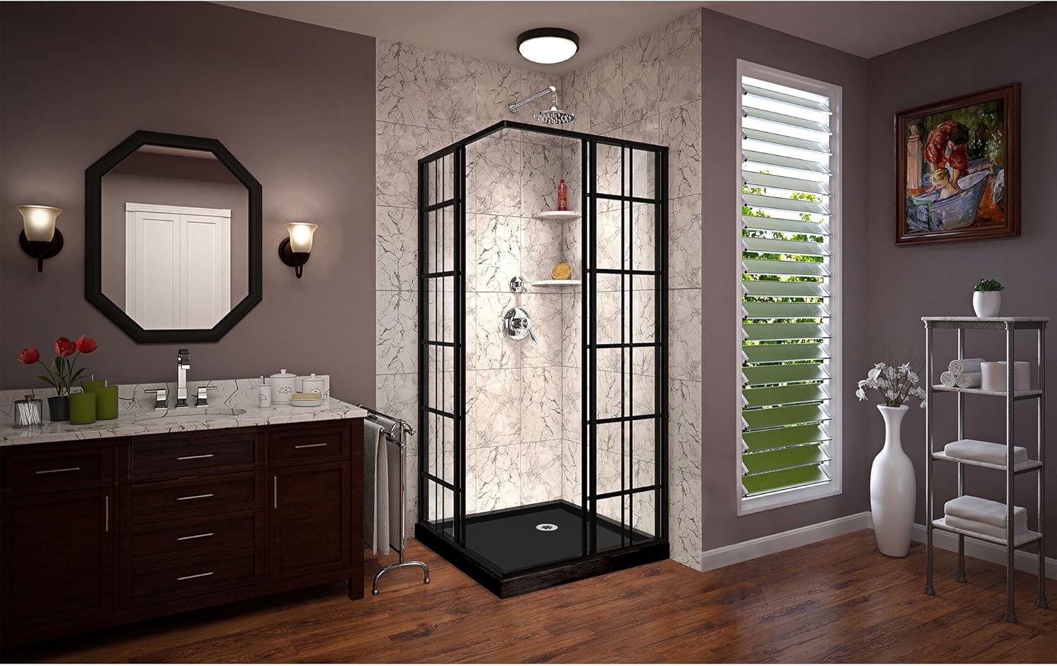 French Corner 42" x 74.75" Square Sliding Shower Enclosure with Base Included