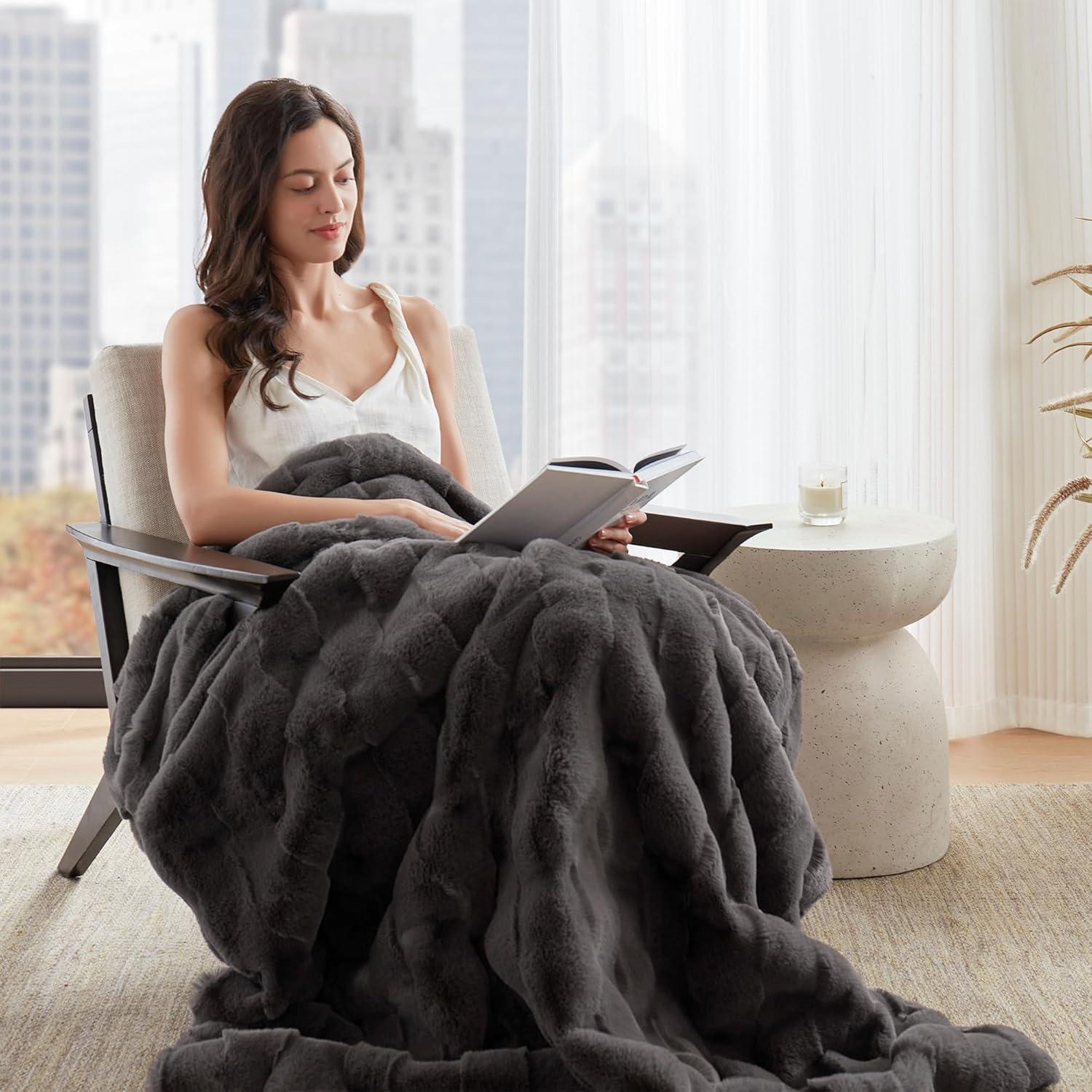 Madison Park Vivienne Faux Fur Throw