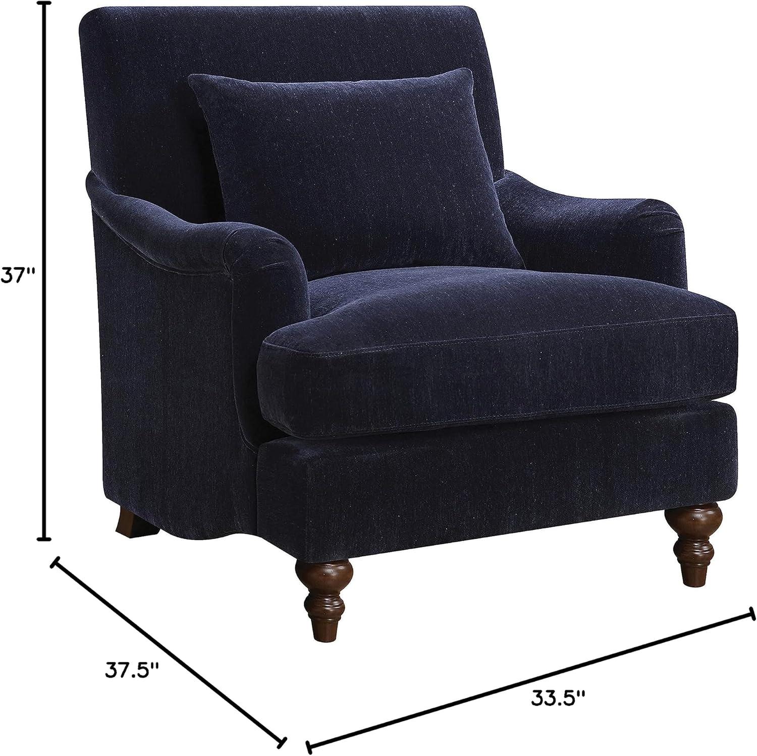 Coaster Traditional Velvet Upholstered Accent Chair with Turned Legs in Blue