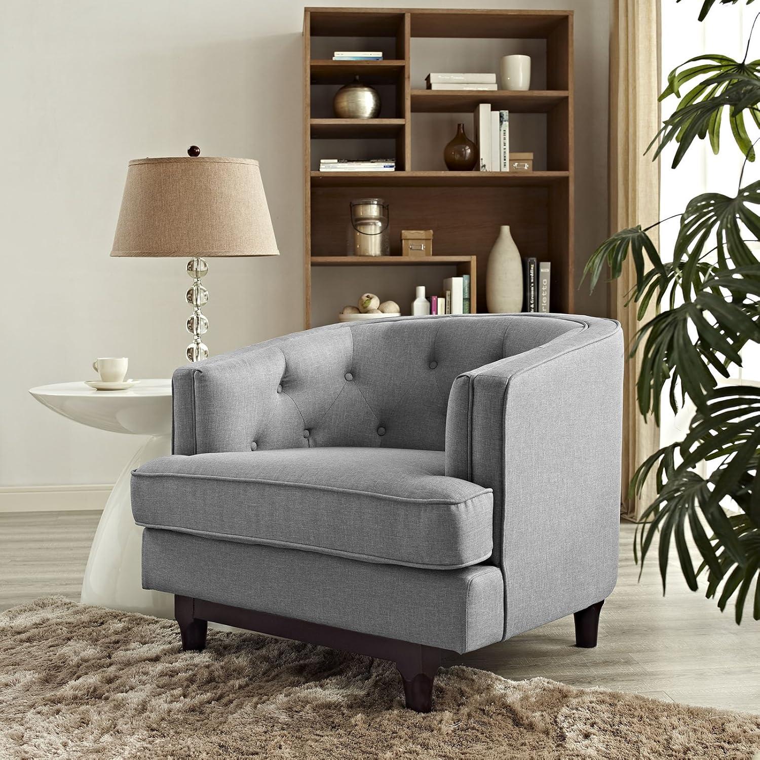 Modway Coast Upholstered Fabric Armchair in Light Gray