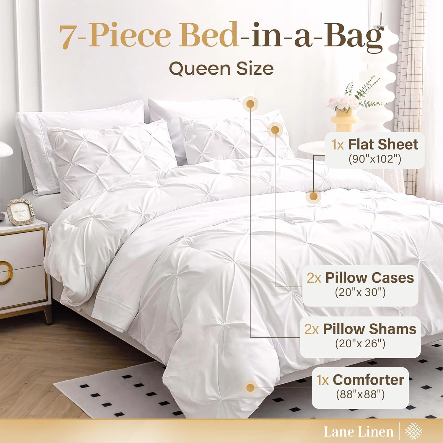 Nestl Bed-in-A-Bag Pleated Comforter Set with Bed Sheets