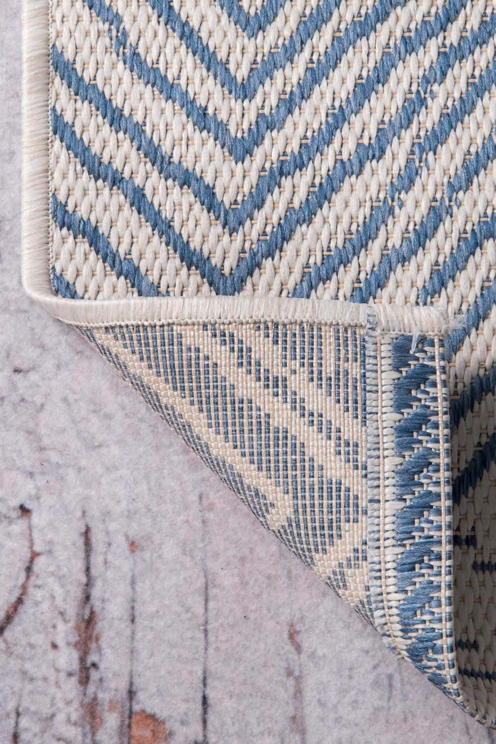 Nuloom Wavy Abstract 2x3 Indoor/Outdoor Accent Rug for Living Room Patio Deck Front Porch Entryway Kitchen, Blue/Ivory