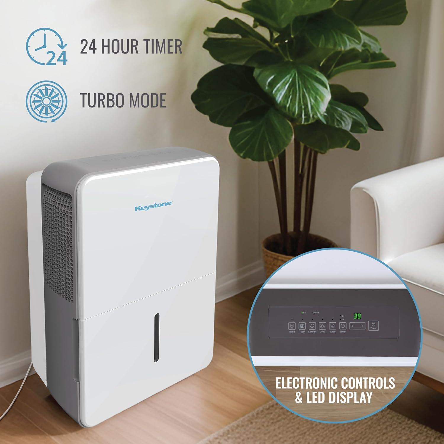Keystone Energy Star Keystone 22 Pints Tower Dehumidifier for Rooms up to 16500 Cubic Feet