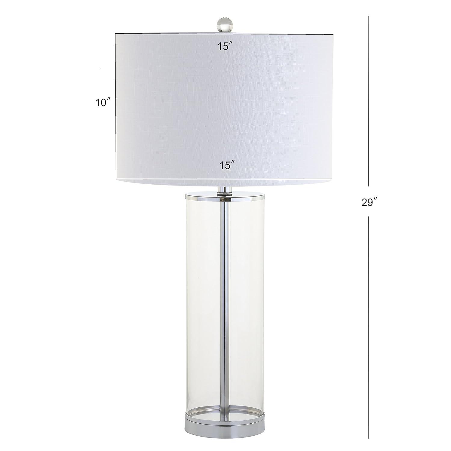 JONATHAN Y JYL2004A Harper 29" Glass LED Table Lamp, Modern, Contemporary, Minimalist for living room, dinning room, bedroom, office Bulb Included, Clear/Chrome