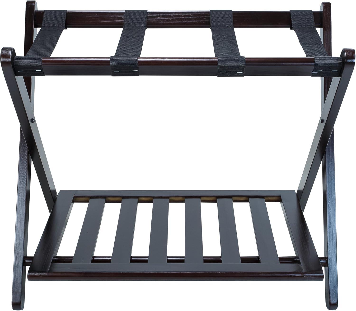 Casual Home Luggage Rack with Shelf-Espresso