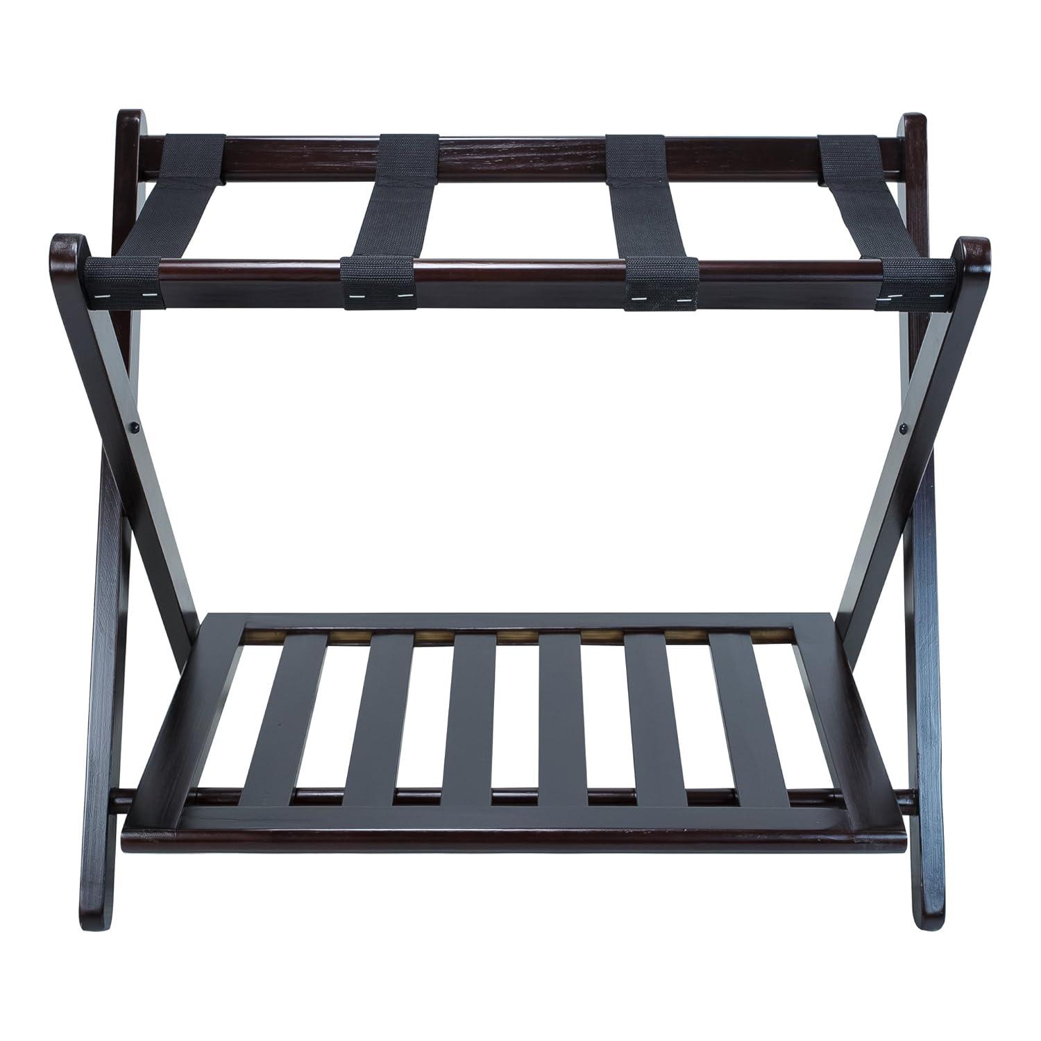 Casual Home Luggage Rack with Shelf-Espresso