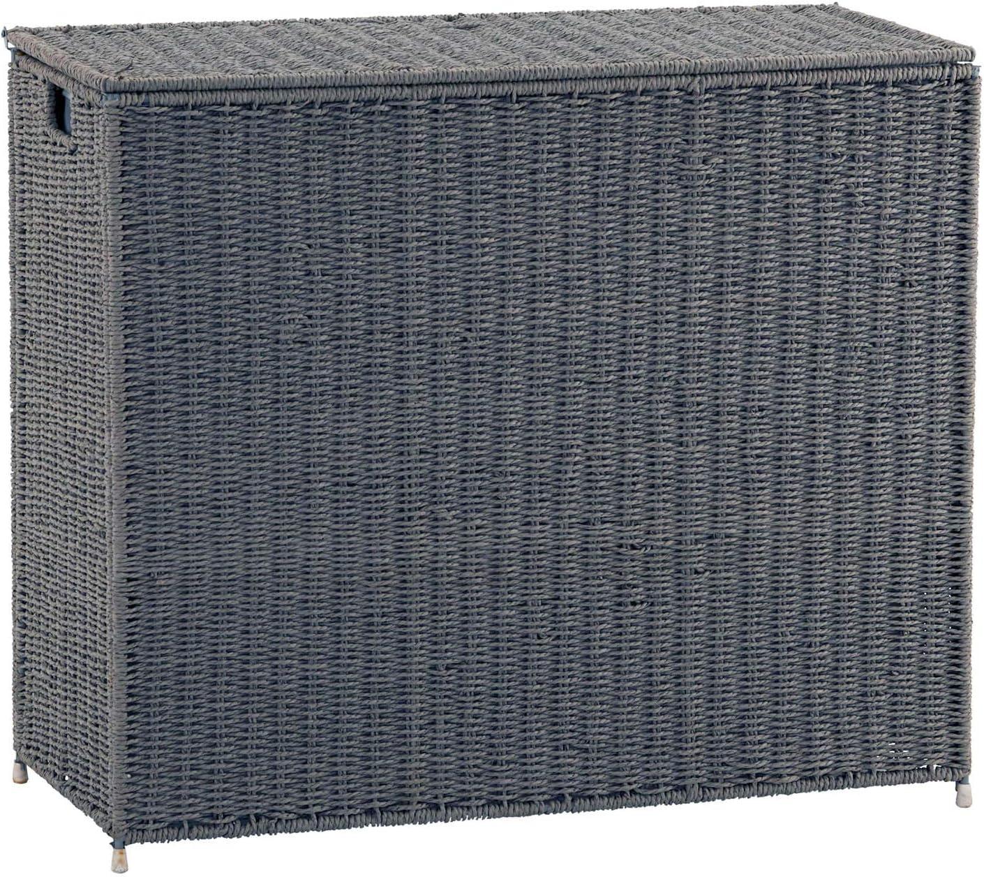 3 Compartment Laundry Sorter, Wicker Laundry Sorter, Gray