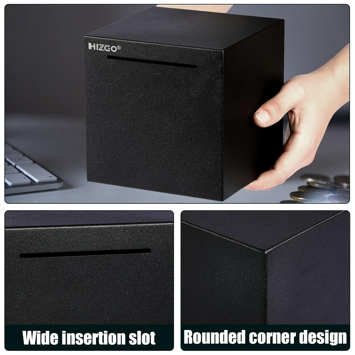 hizgo Adult Stainless Steel Piggy Bank,Coin Saving for Must Break to Open -Kids Money Saving Box (Black 4.72 inch)