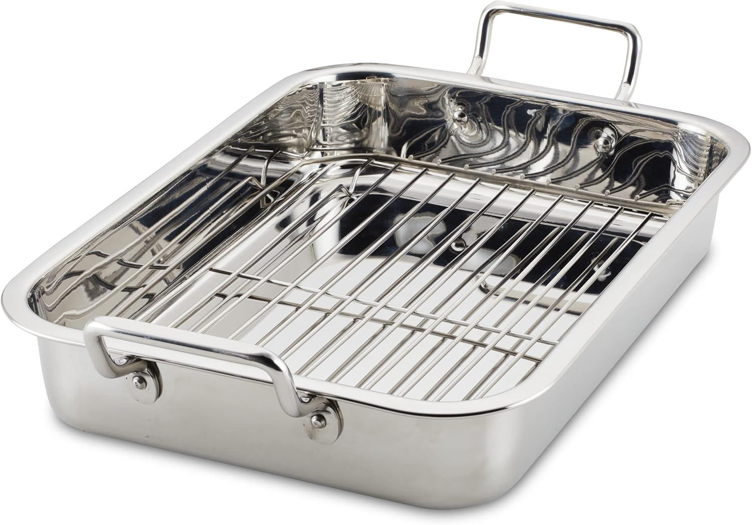 Farberware Farberware Classic Traditions Stainless Steel Roaster / Roasting Pan With Rack, 17-Inch X 12.25-Inch, Stainless Steel