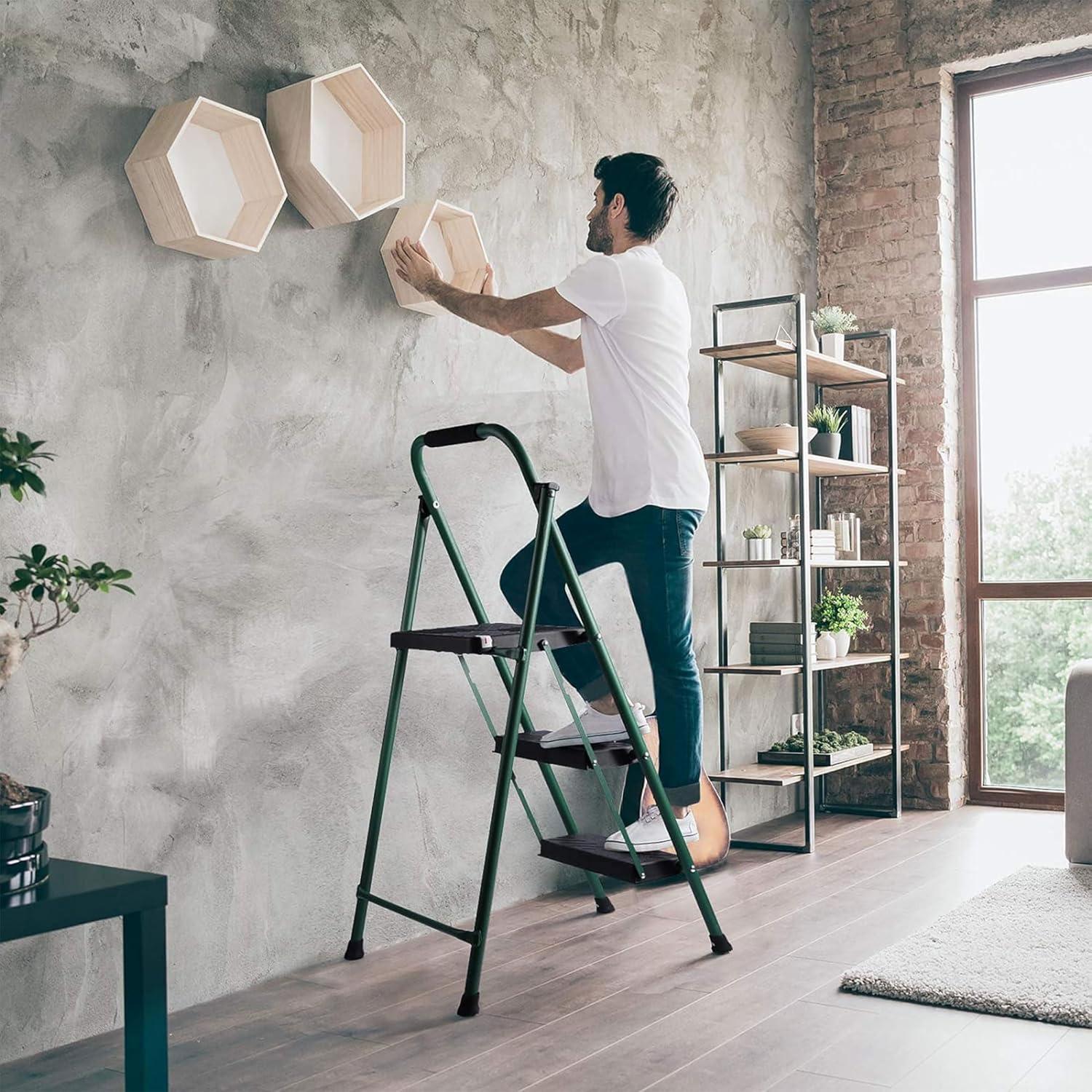 Delxo 3 - Step Steel Lightweight Folding Step Ladder