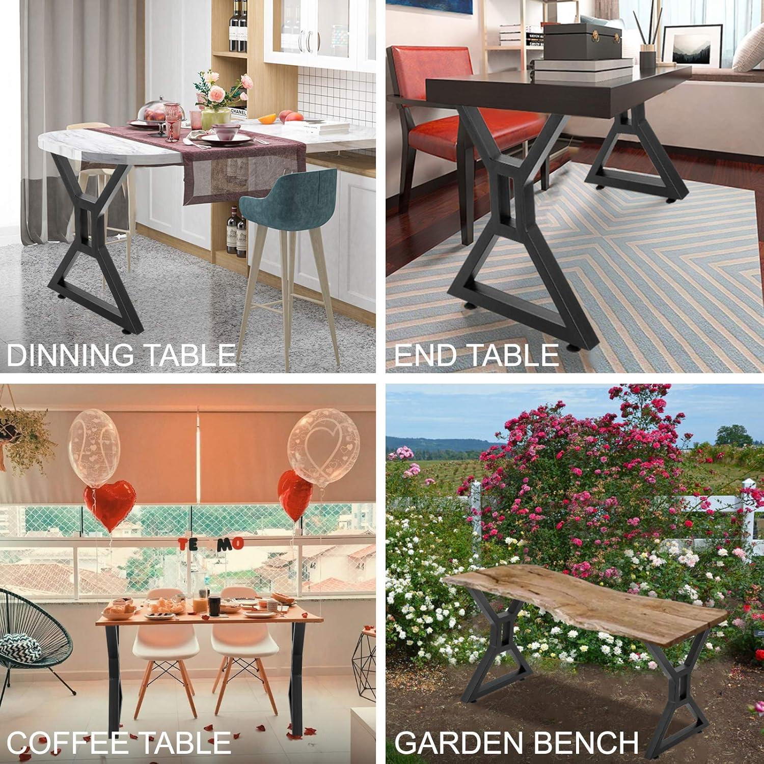 VEVOR Dining Table Legs 28 inch, Metal Table Legs 2PCS, Hollow X-Shaped Legs 440 Lbs Load Capacity DIY Coffee Table Legs Black Anti-Rust Iron Office Table Legs with Baking Varnish for Dining Table