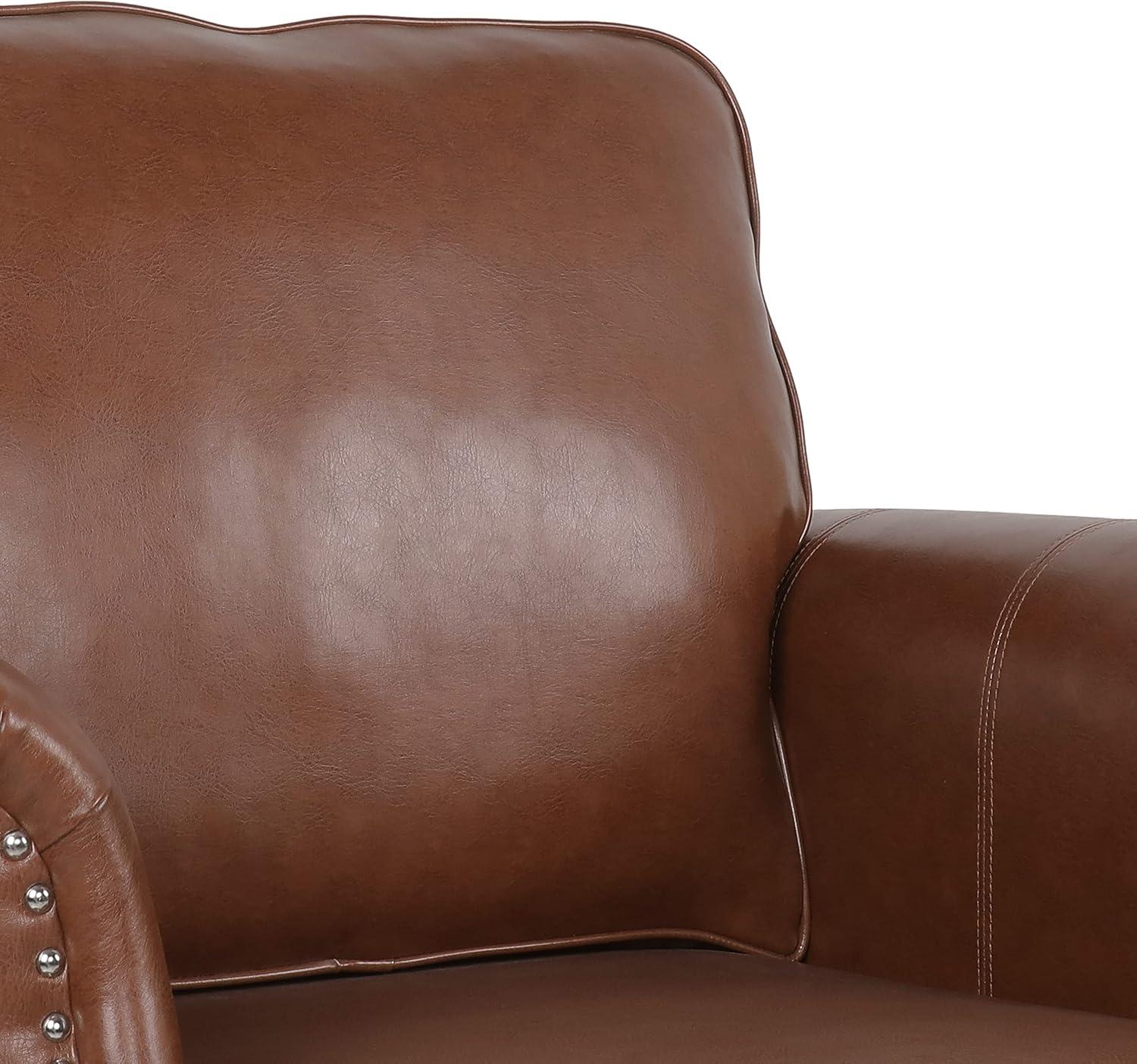 Christopher Knight Home Dowd Faux Leather Club Chair with Nailhead Trim Cognac Brown