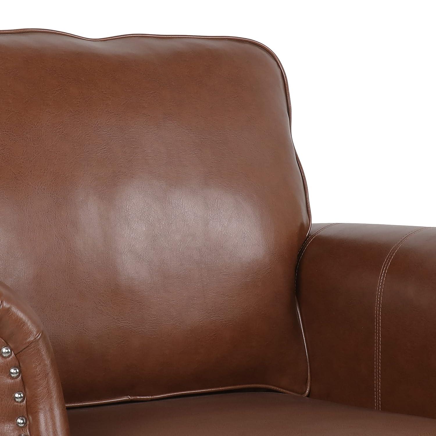 Christopher Knight Home Dowd Faux Leather Club Chair with Nailhead Trim Cognac Brown