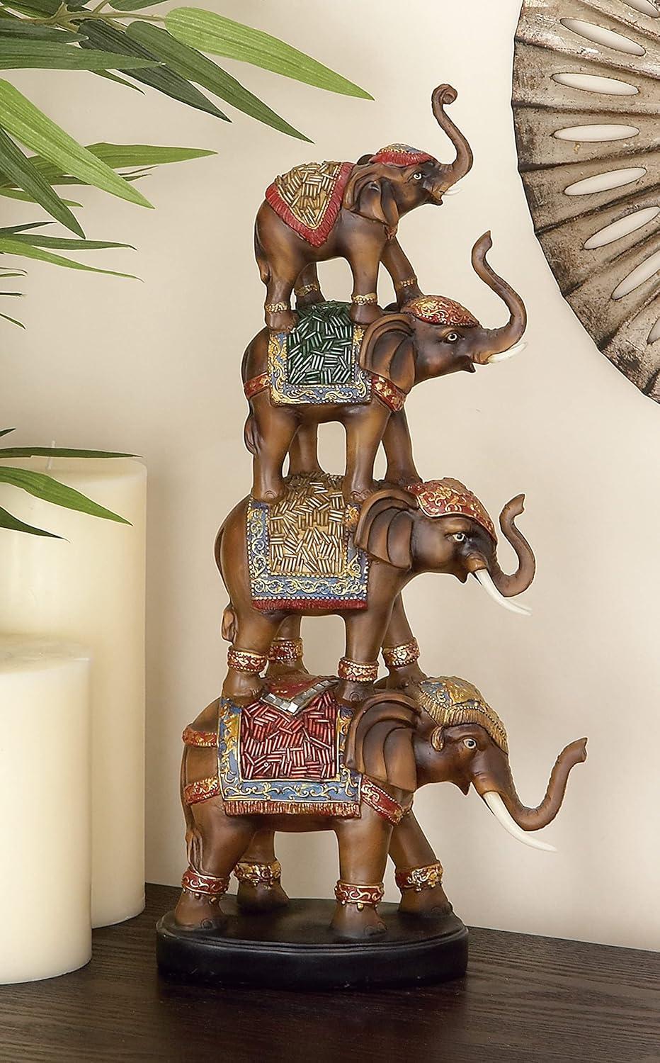 World Menagerie Pisarnik Polystone Elephant Decorative Brown Sculpture