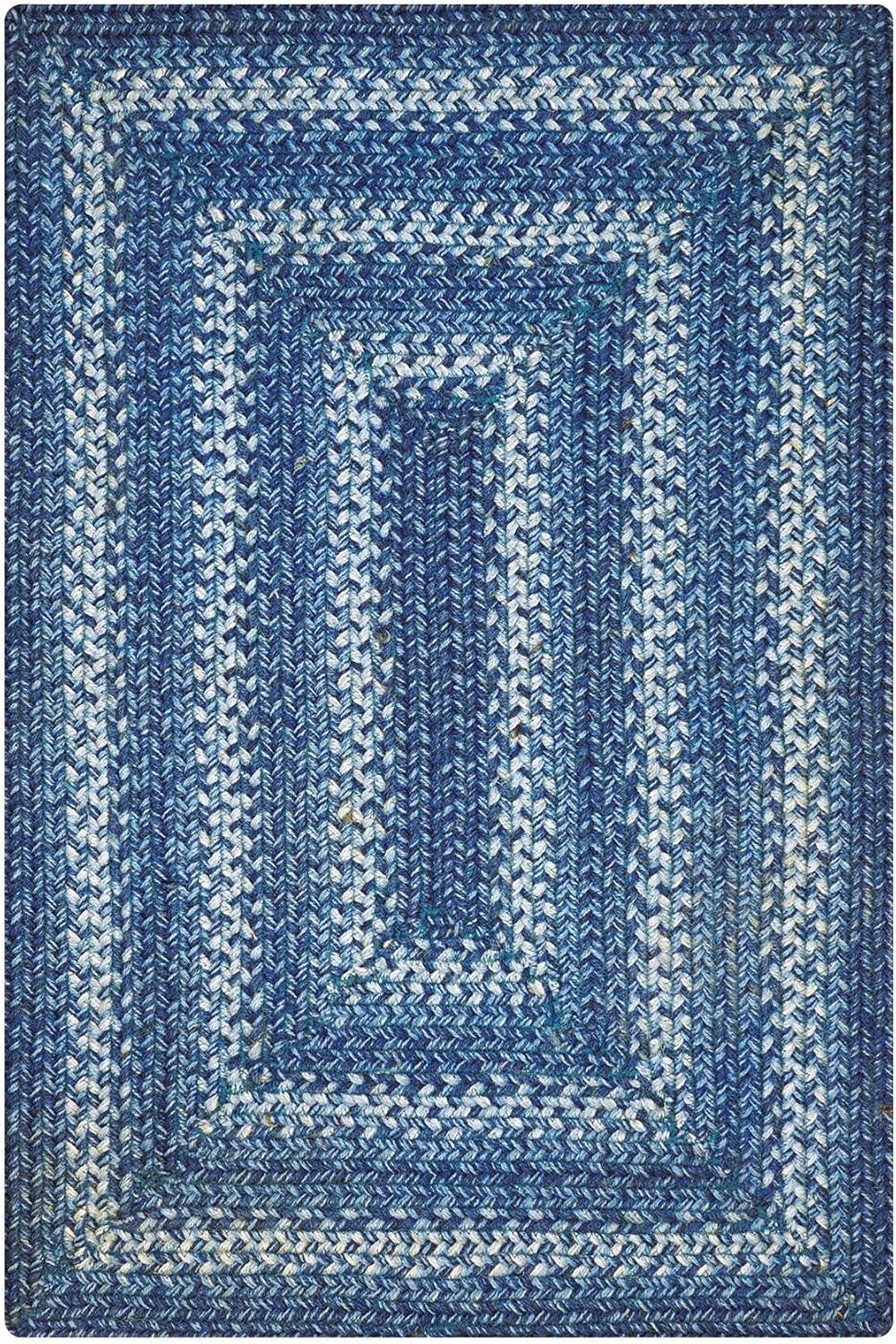 Homespice Denim Jute Blue Braided 4x6 Rug for Living Room, Bedroom Rug and Dining Room. Pet Friendly. Decor Styles- Farmhouse Rug, Rustic, Vintage, Cottage, Primitive, Country, Boho Rug