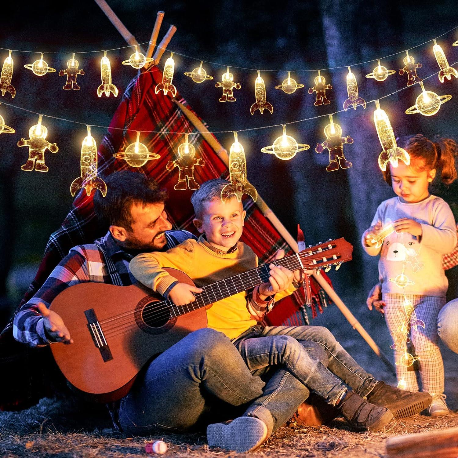 Warm White LED Space Exploration String Lights for Kids Room