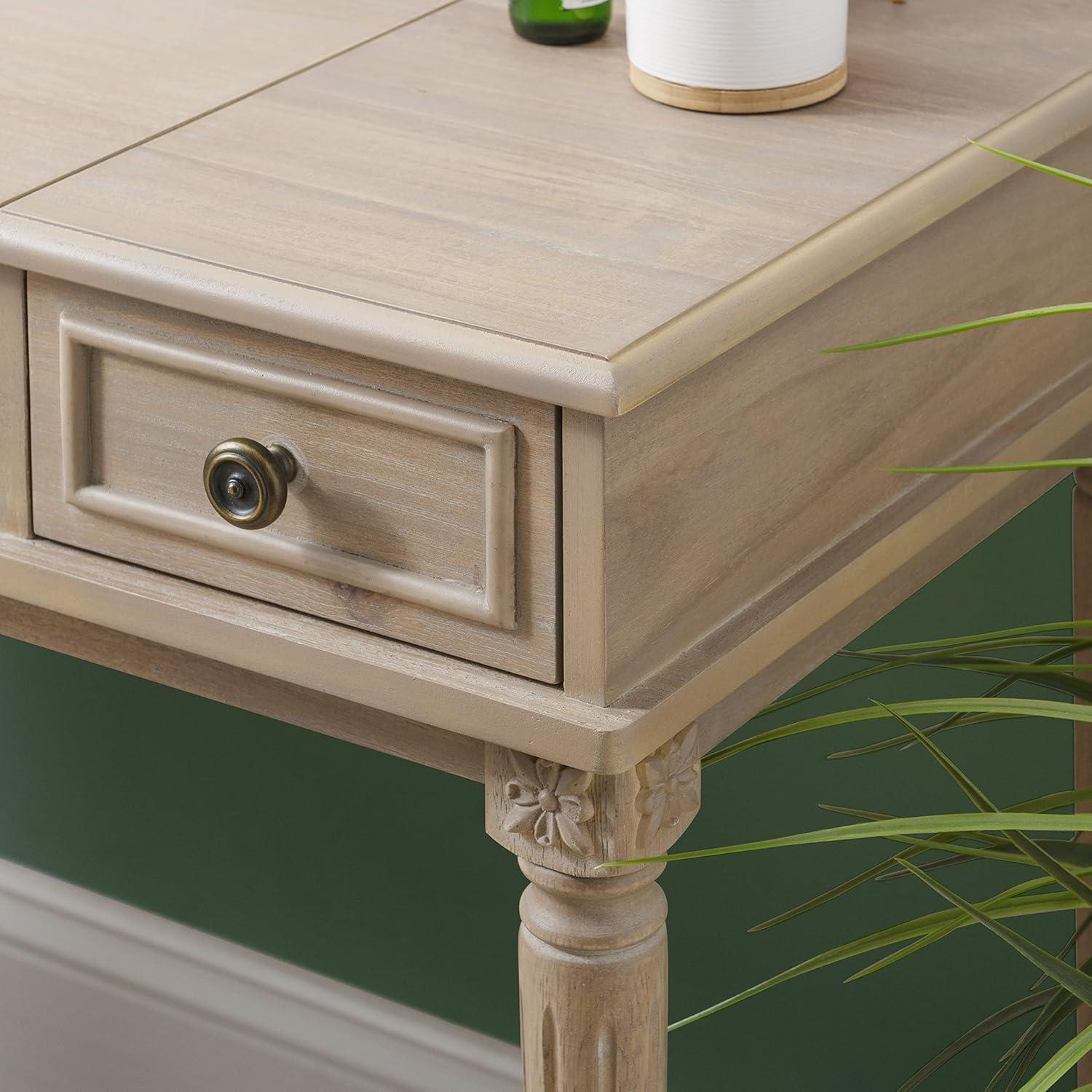 Kelly Clarkson Home June Natural Two Drawer Flip Top Vanity Set with Stool
