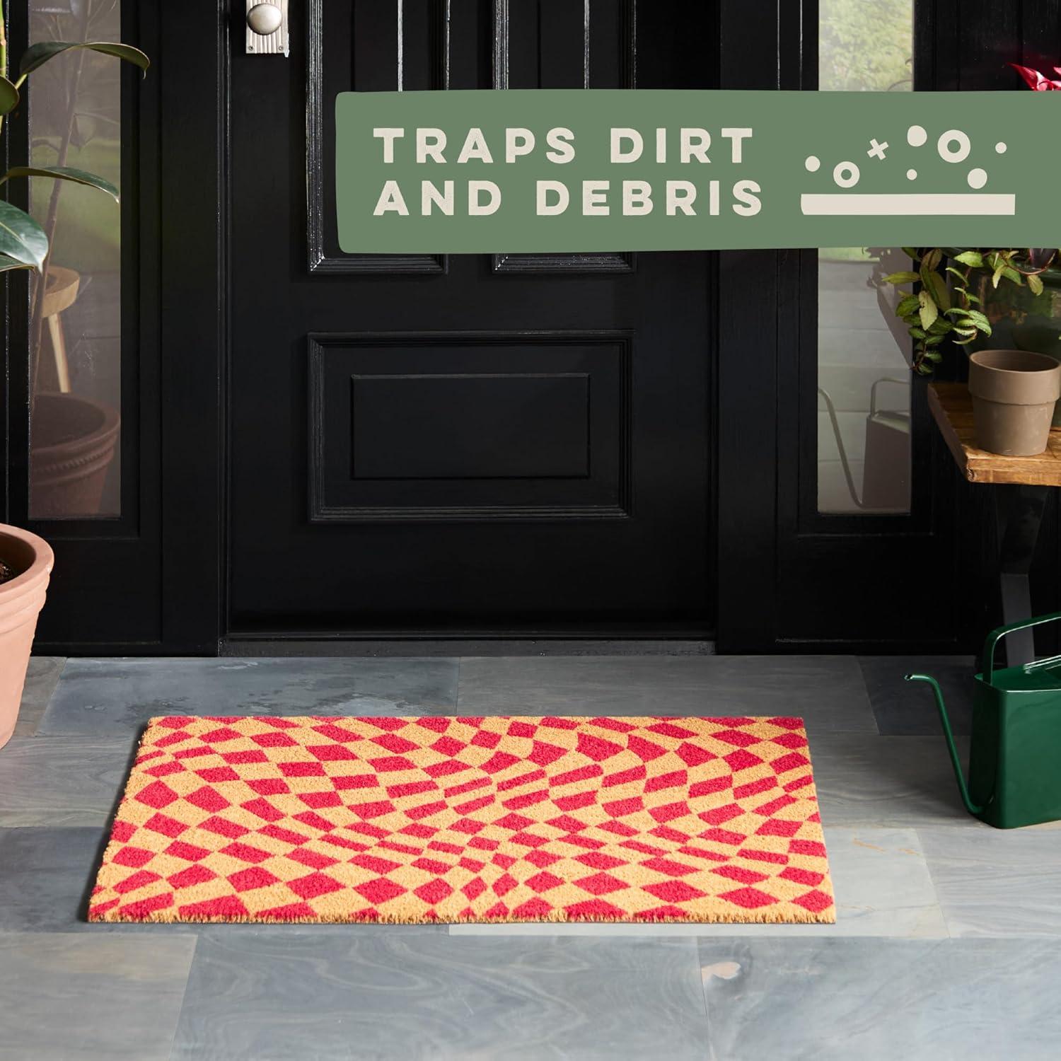 Town & Country Living TOWN & COUNTRY LIVING Emmett Groovy Checkerboard Non-Slip Indoor Outdoor Door Mat