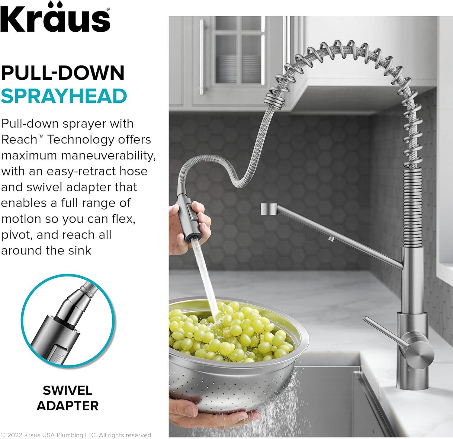 Oletto 2-in-1 Pull-Down Single Handle Kitchen Faucet