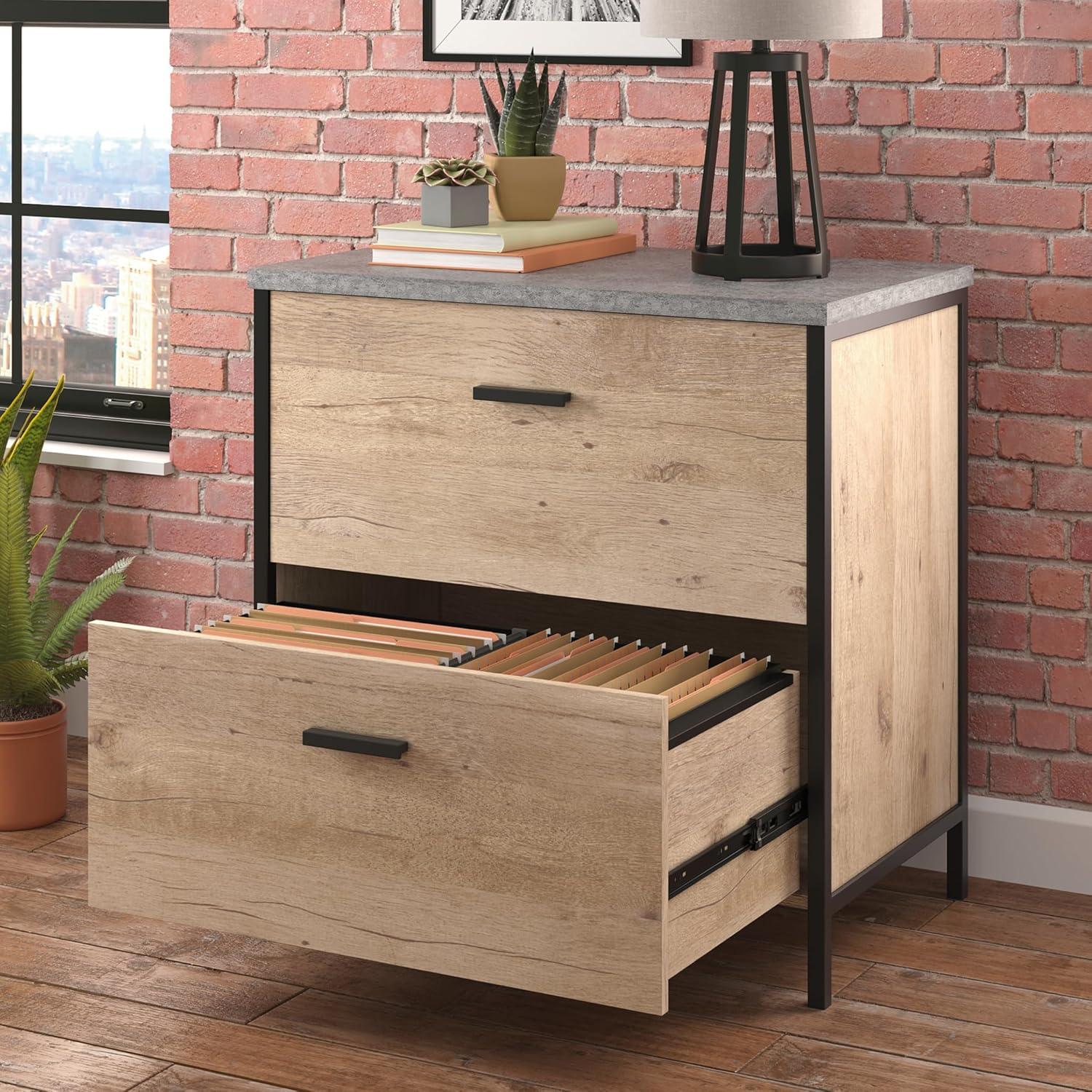 Sauder Market Commons 2 Drawer File Cabinet Prime Oak