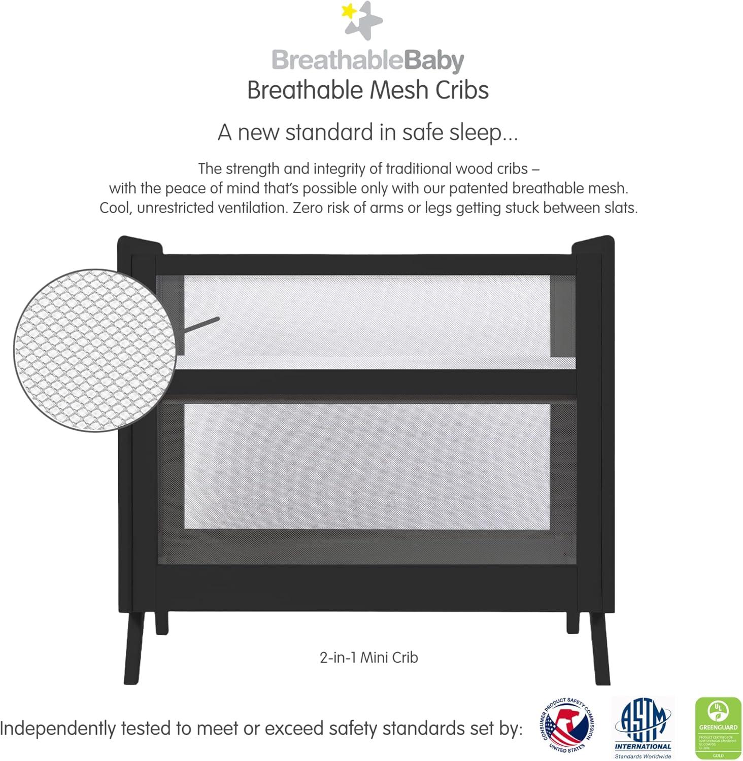 BreathableBaby Breathable Mesh 2-in-1 Mini Crib, Greenguard Gold Certified