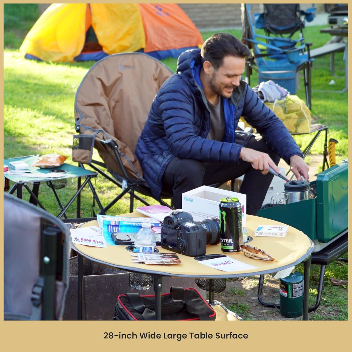 ARROWHEAD Outdoor Round Fabric Outdoor Folding Camping Table