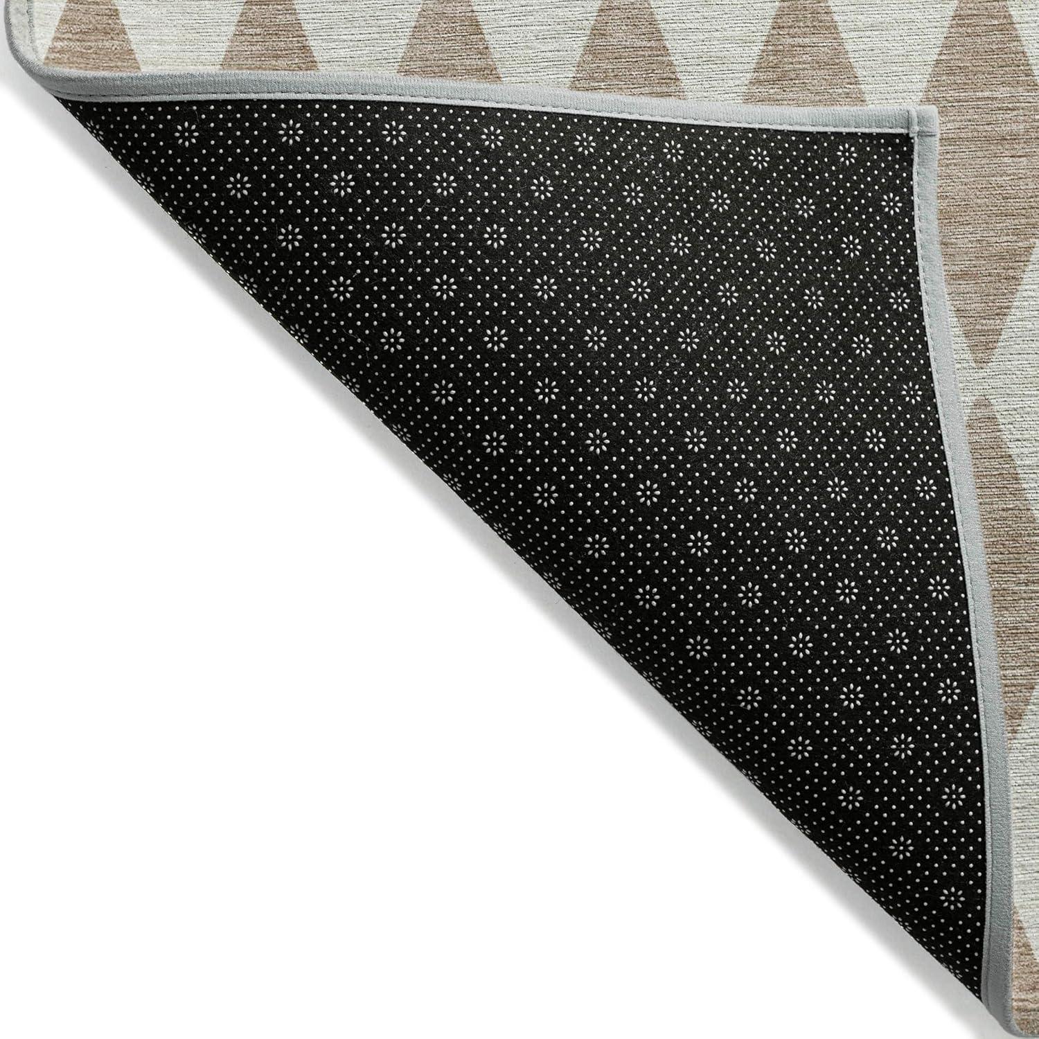 Taupe Diamond Pattern Synthetic 9' x 12' Reversible Area Rug