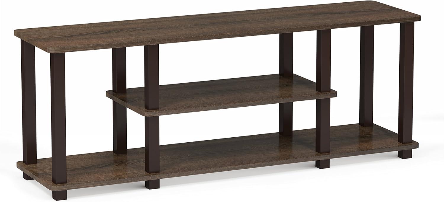 Walnut Brown 3-Tier Entertainment TV Stand with Square Tubes