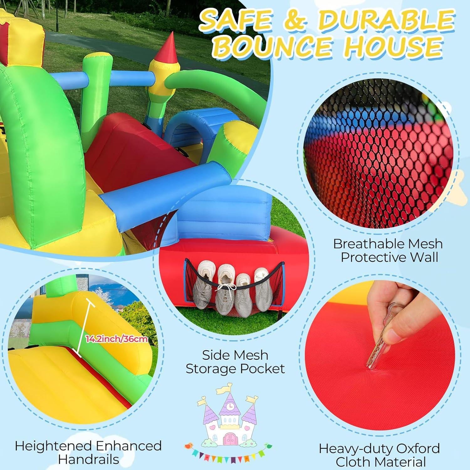 Whubefy Bounce House for Big Kids 8-12, 18 x 8.2FT Kids 3-6 Inflatable Obstacle Course w/Dual Tunnels, Large Slide, Climbing, Obstacles and Bounce Area Castle for Birthday Party, Fun Racing Game