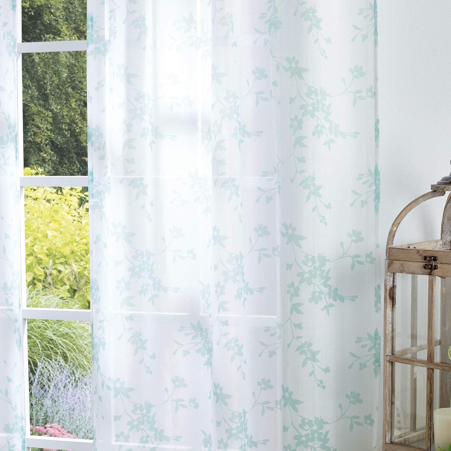 Bellefield Floral Sheer Rod Pocket Curtain Panels