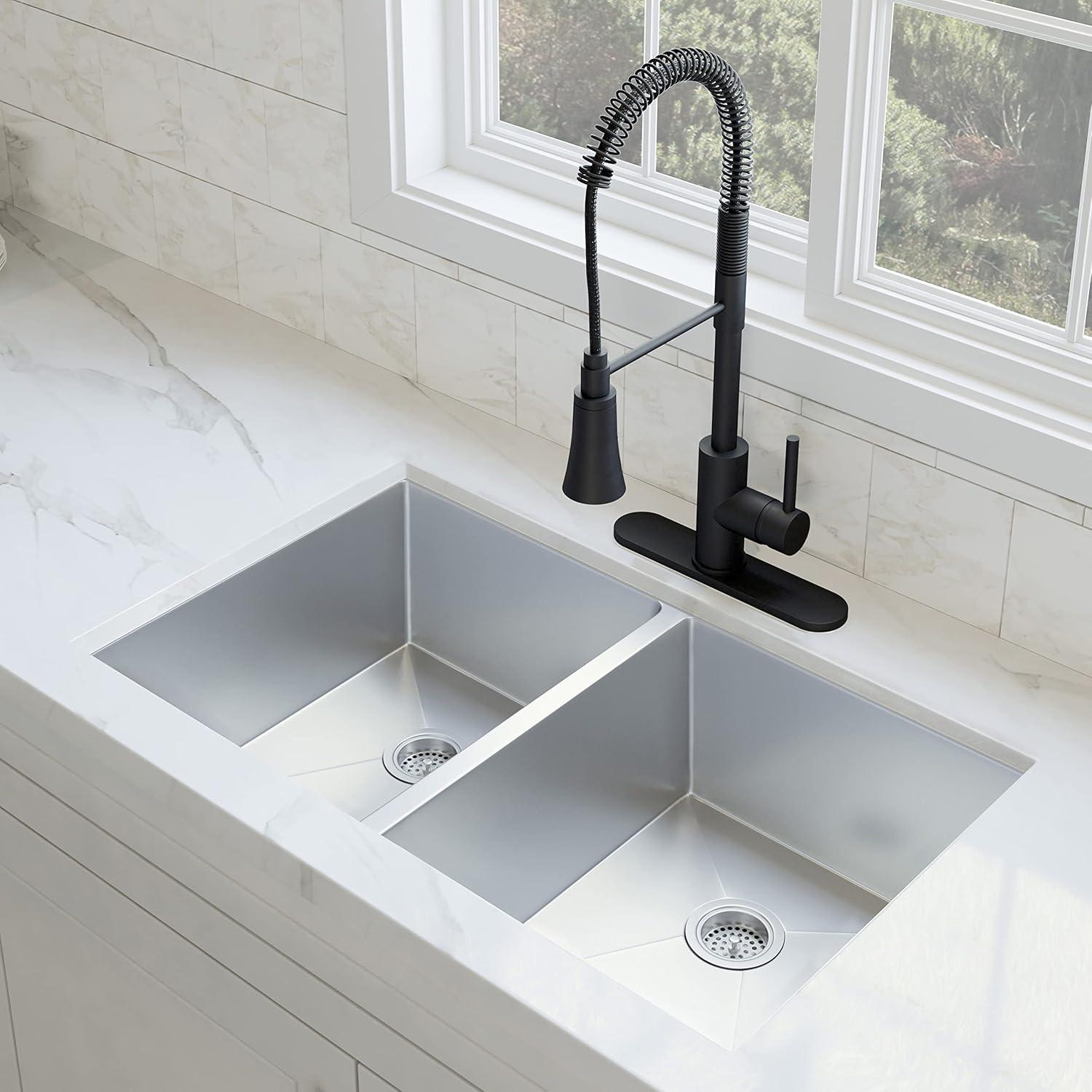 32" L x 18" W Double Basin Undermount Kitchen Sink