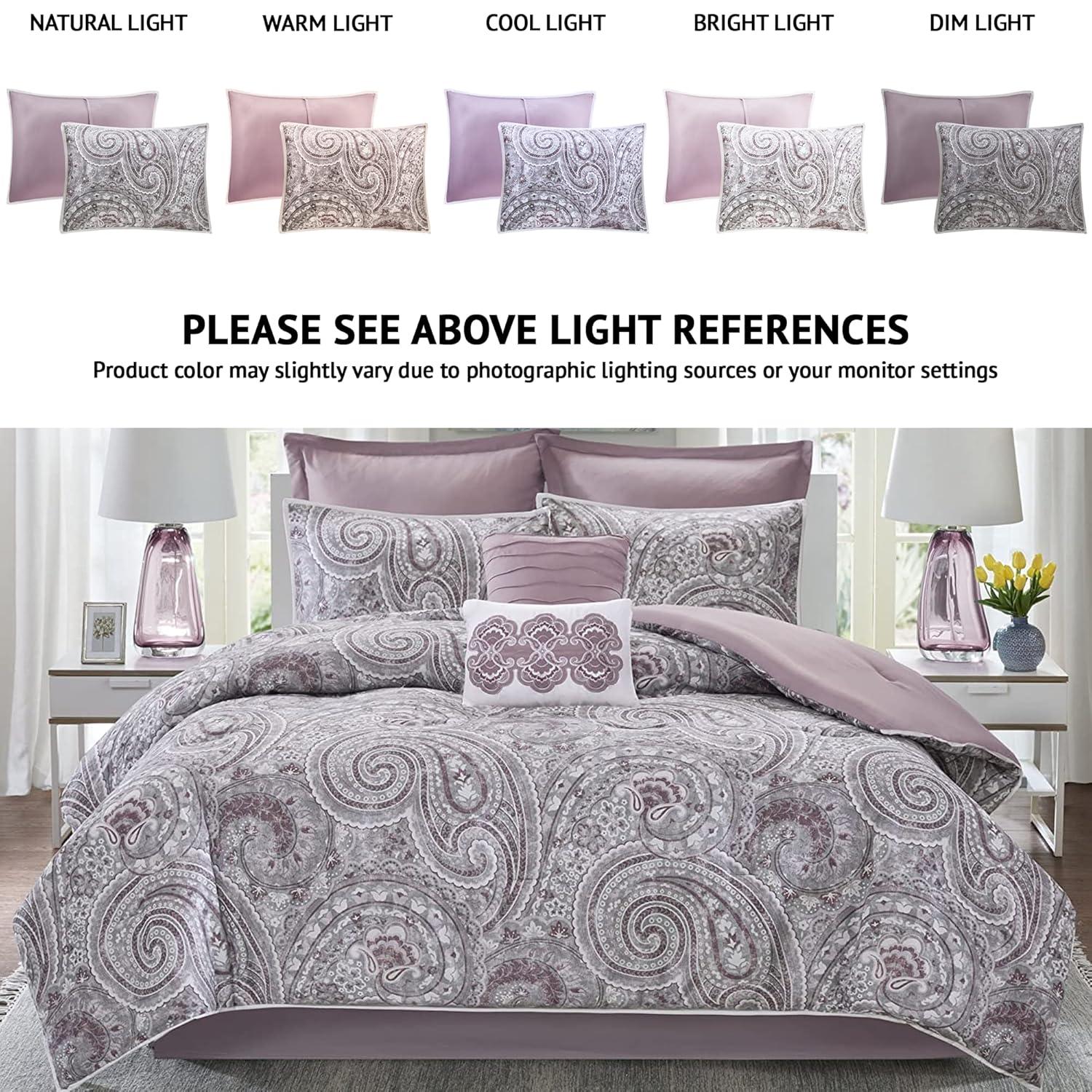 Comfort Spaces Queen Quilt Set, Reversible 3-Piece Quilt Set Set for All Season, Lightweight, Purple, Full/Queen